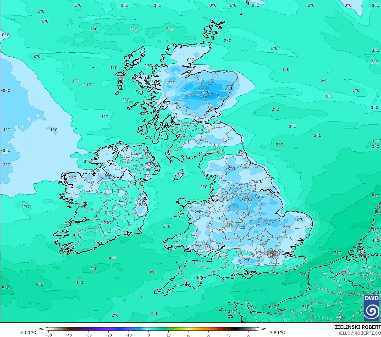 ICON modelo - Reino Unido, Punto de rocío a 2 m