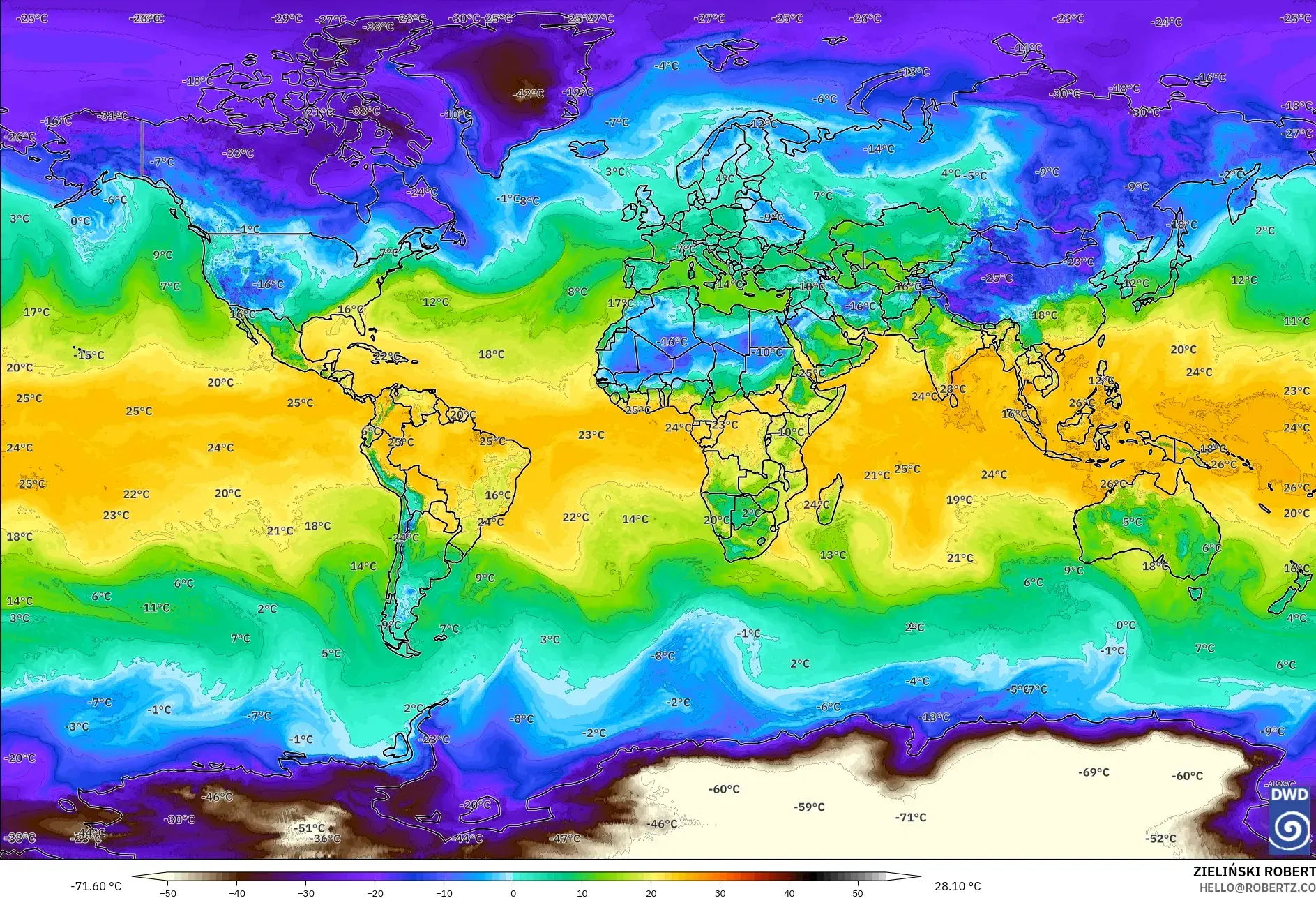 ICON modelo - Mundo, Punto de rocío a 2 m
