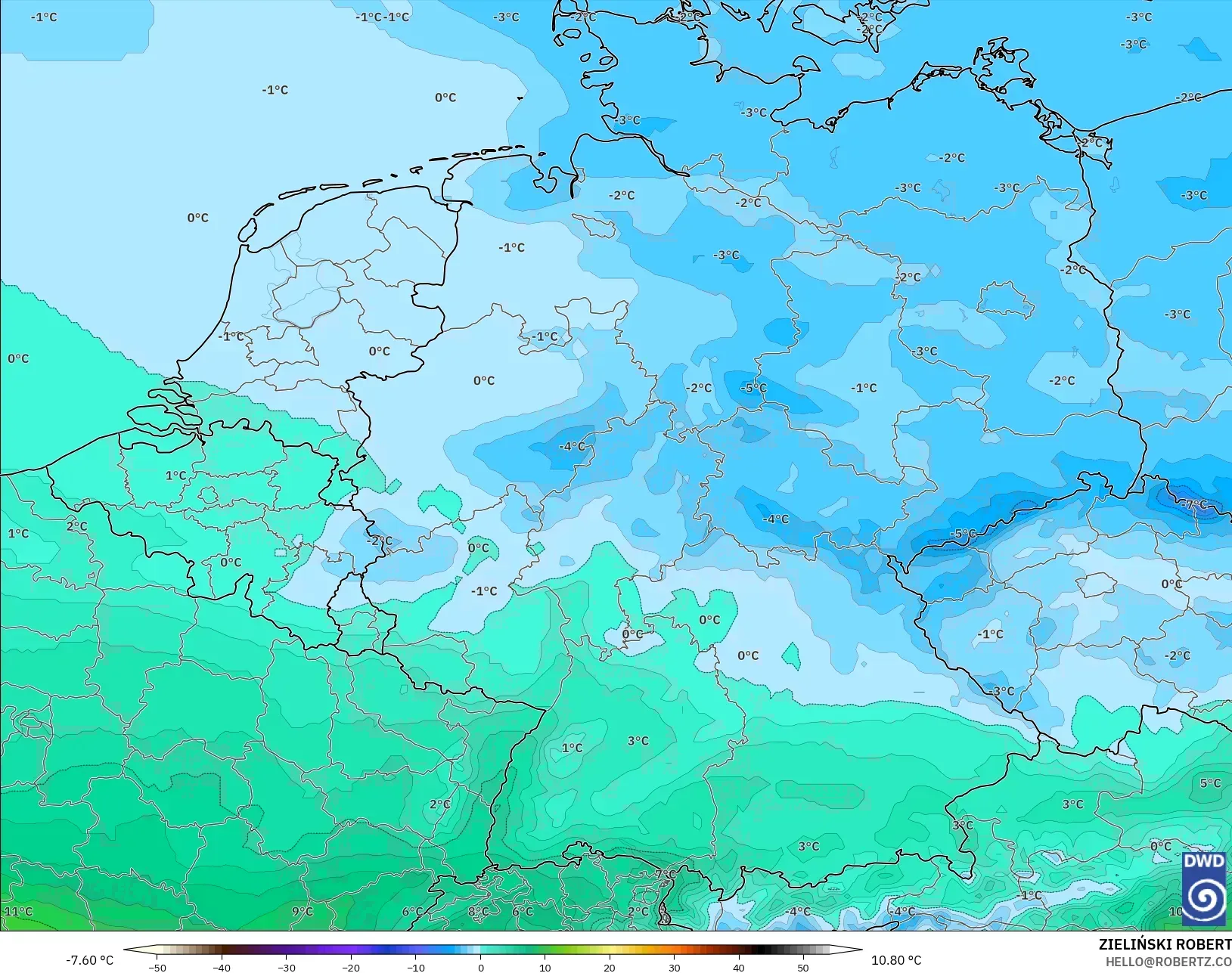 ICON modelo - Alemania, Temperatura a 850 hPa