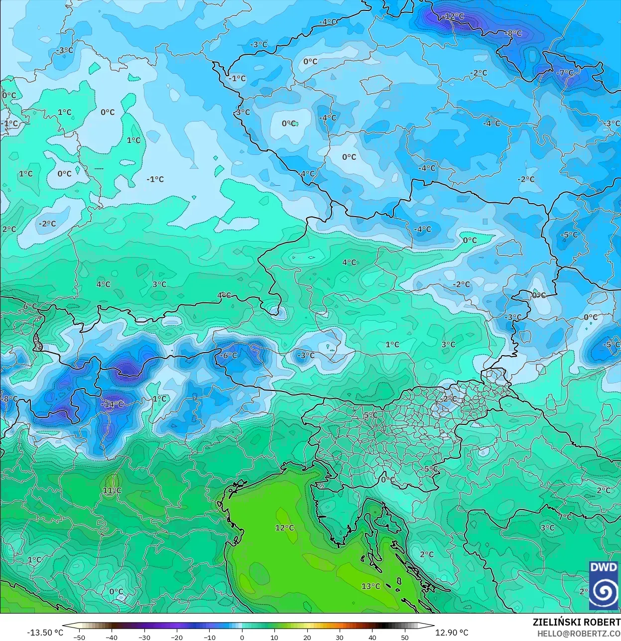 ICON modelo - Austria, Punto de rocío a 2 m