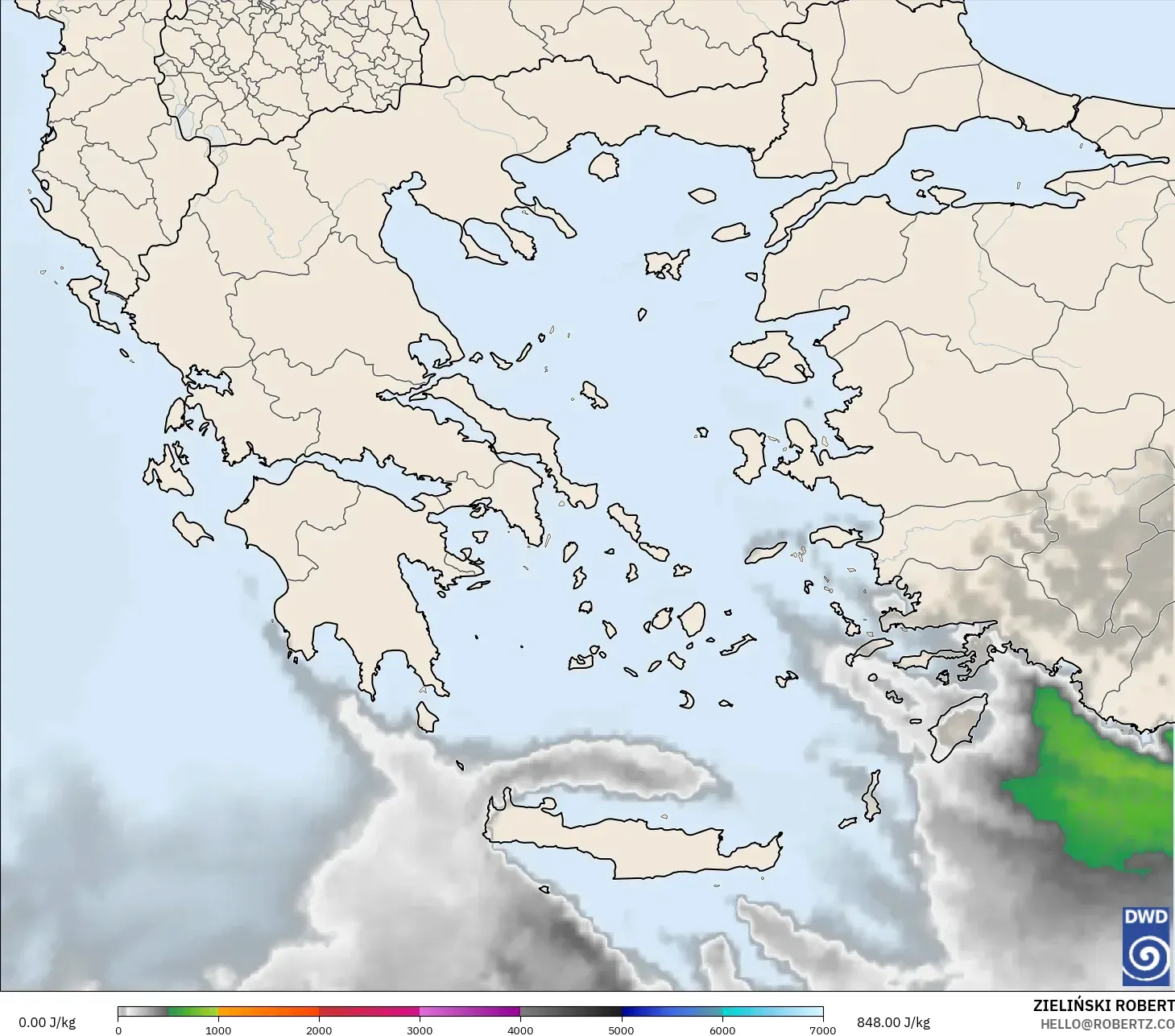 ICON modelo - Grecia, CAPE