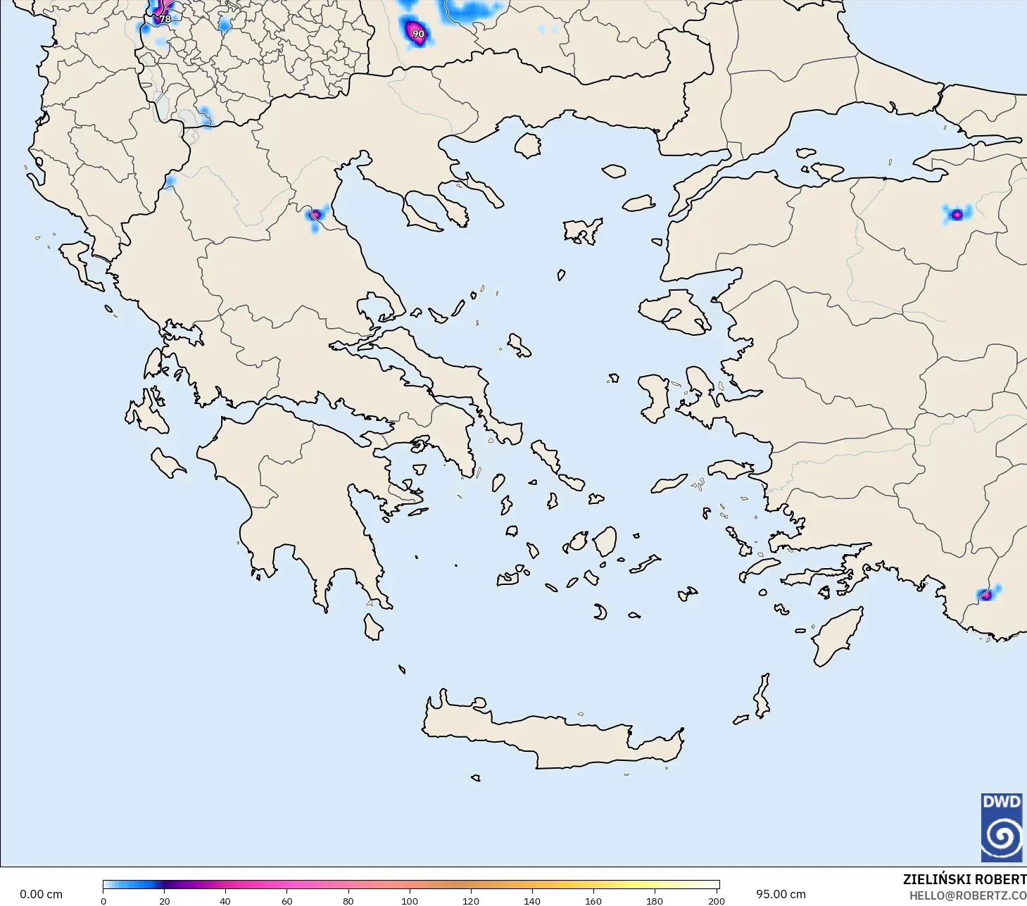 ICON modelo - Grecia, Profundidad de nieve