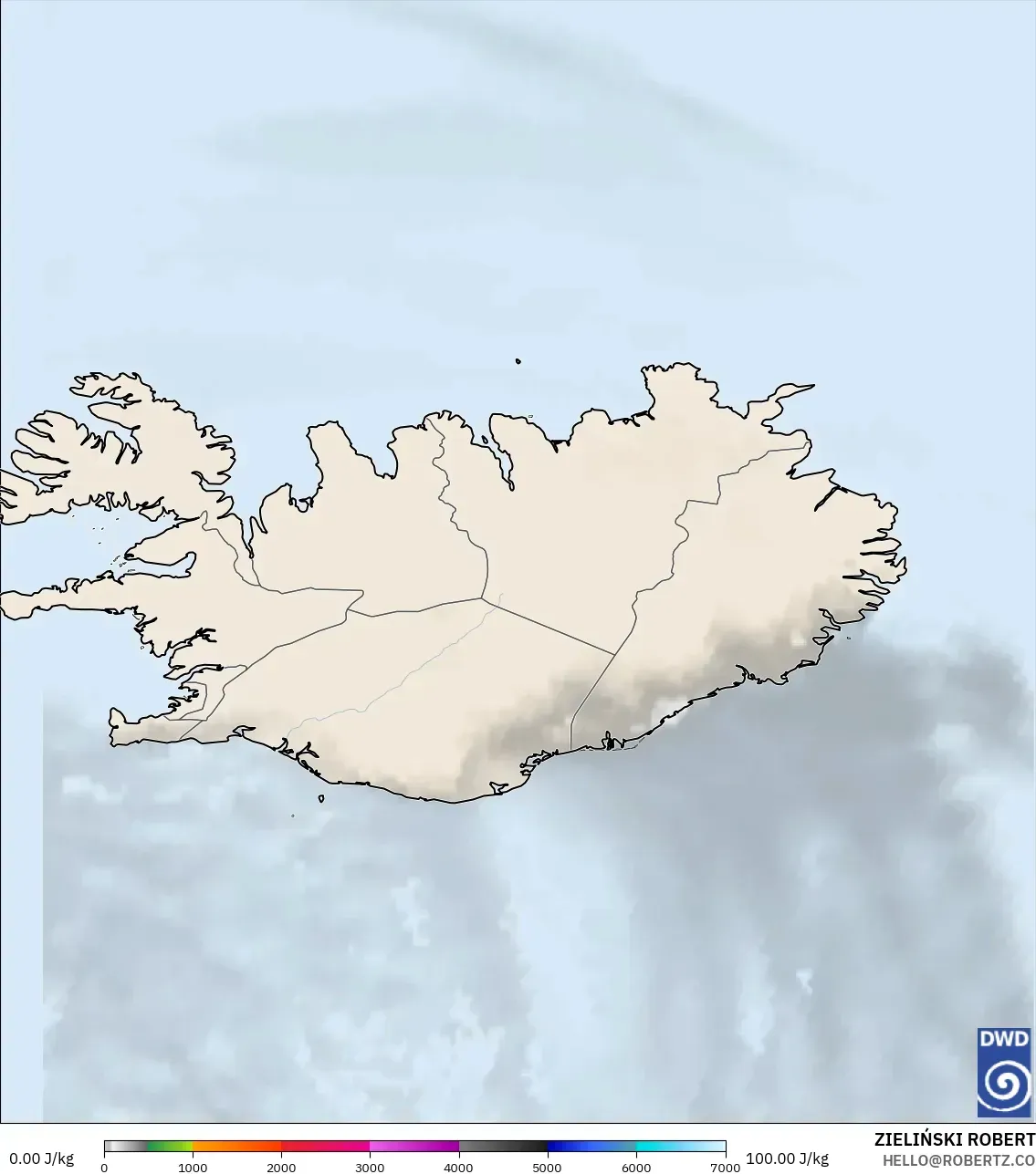 ICON modelo - Islandia, CAPE