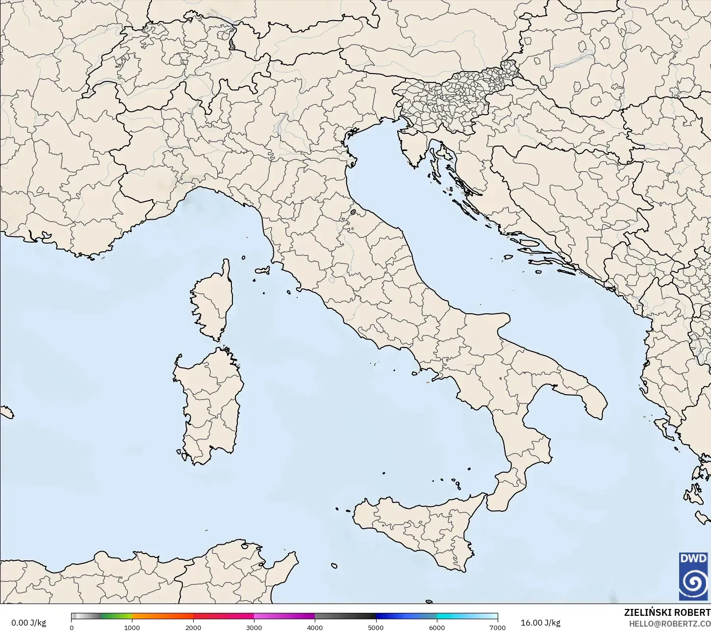 ICON modelo - Italia, CAPE