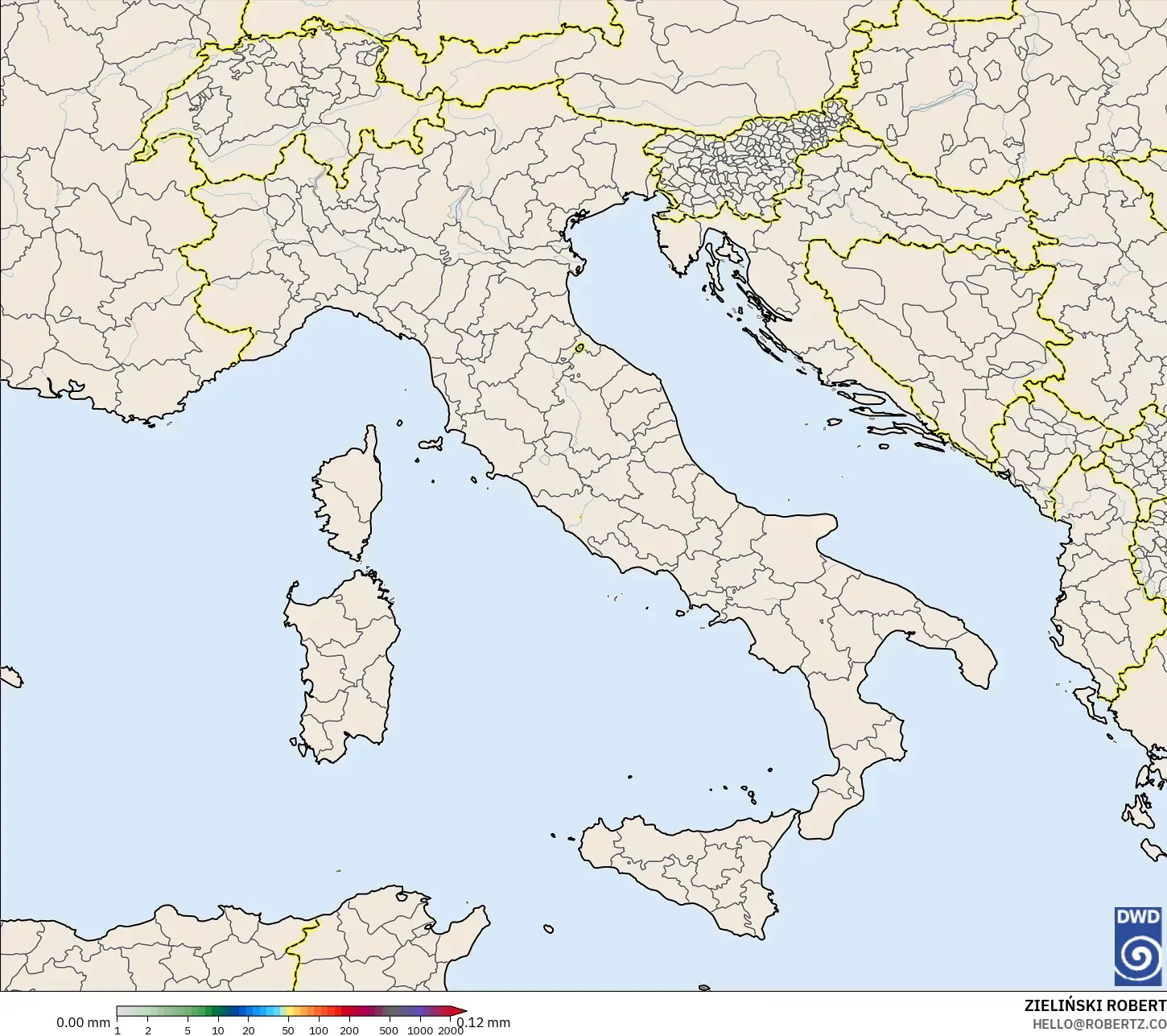 ICON modelo - Italia, Acumulación de precipitación