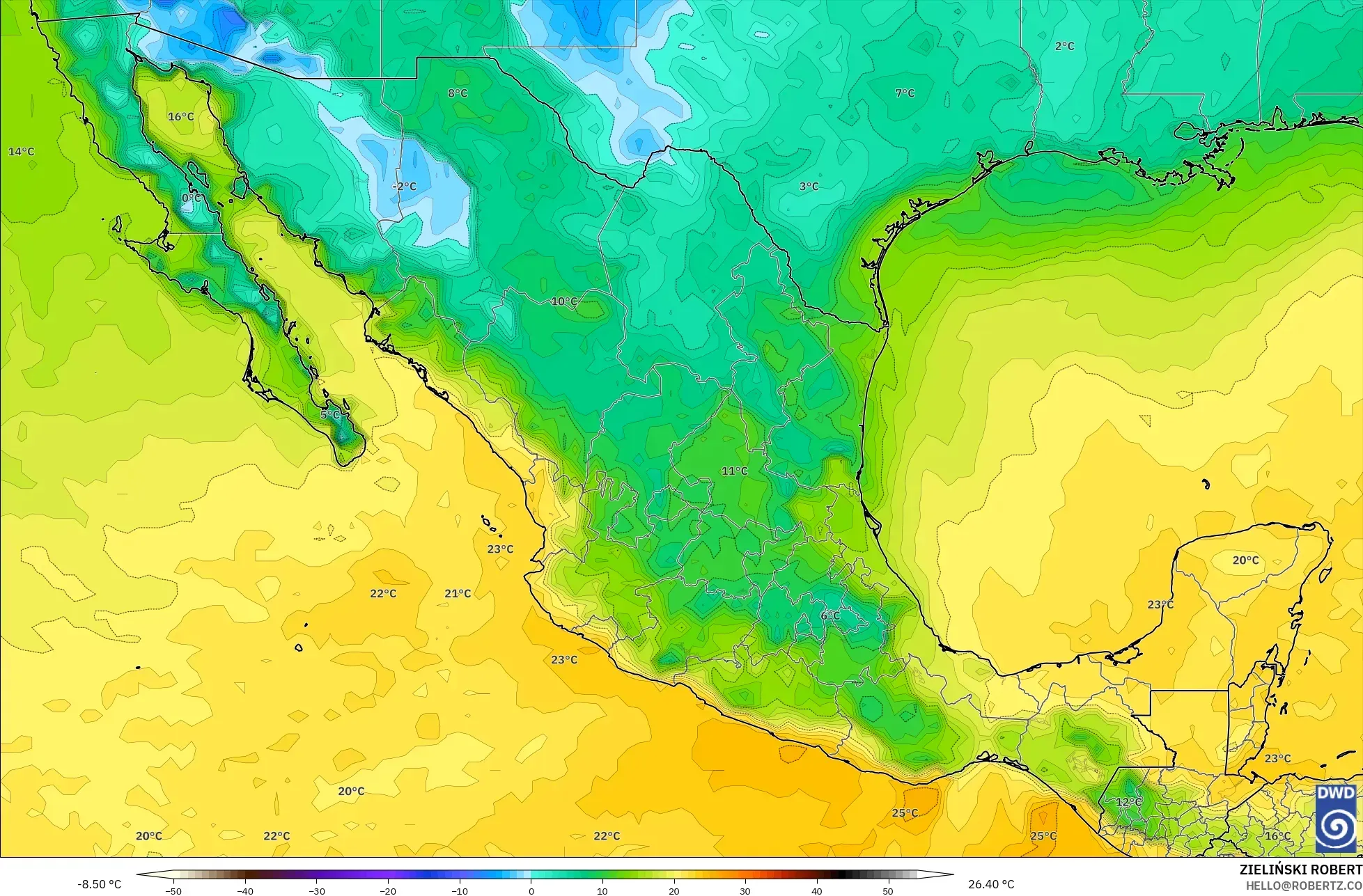 ICON modelo - México, Punto de rocío a 2 m