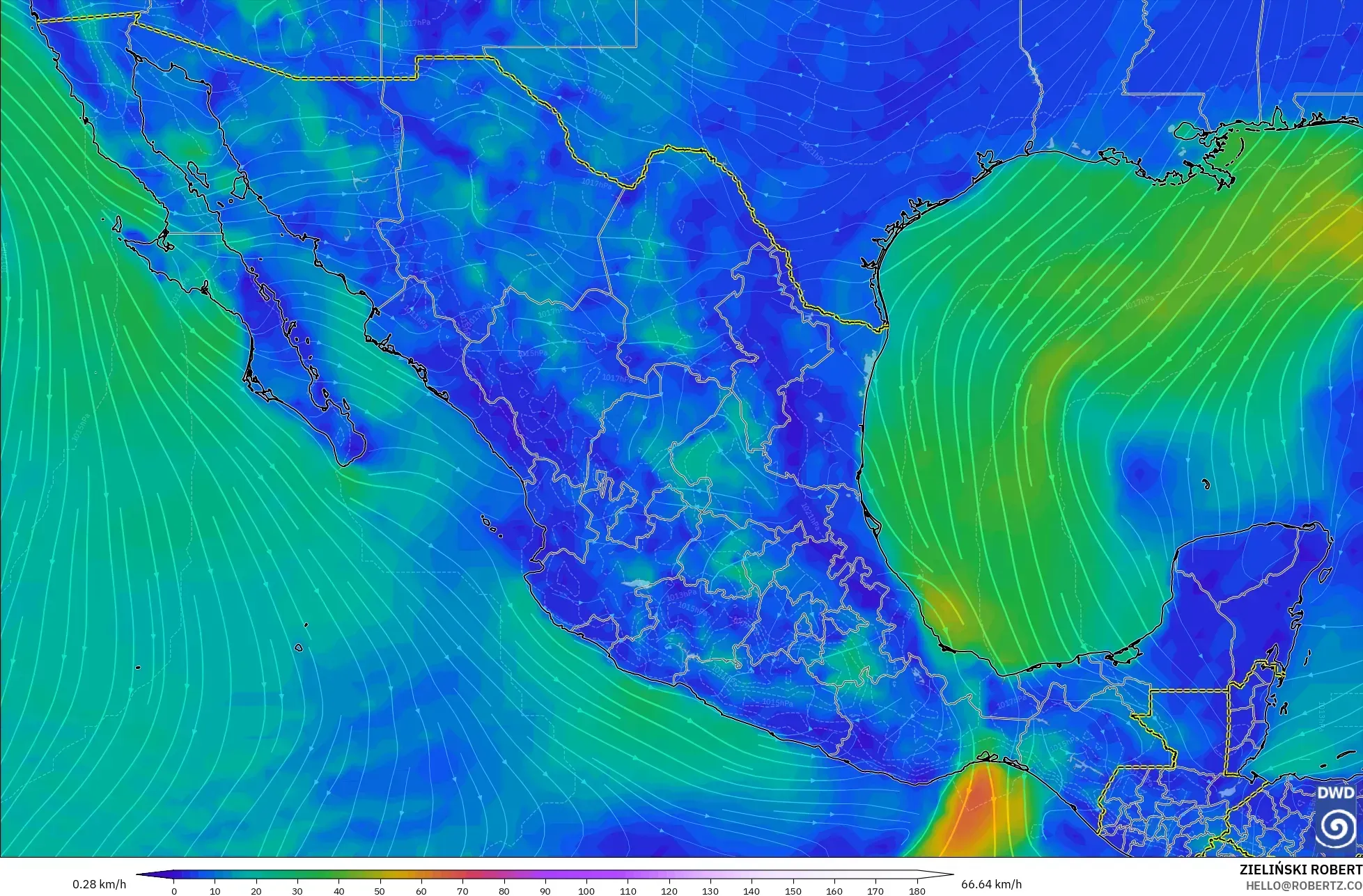 ICON modelo - México, Viento a 10 m