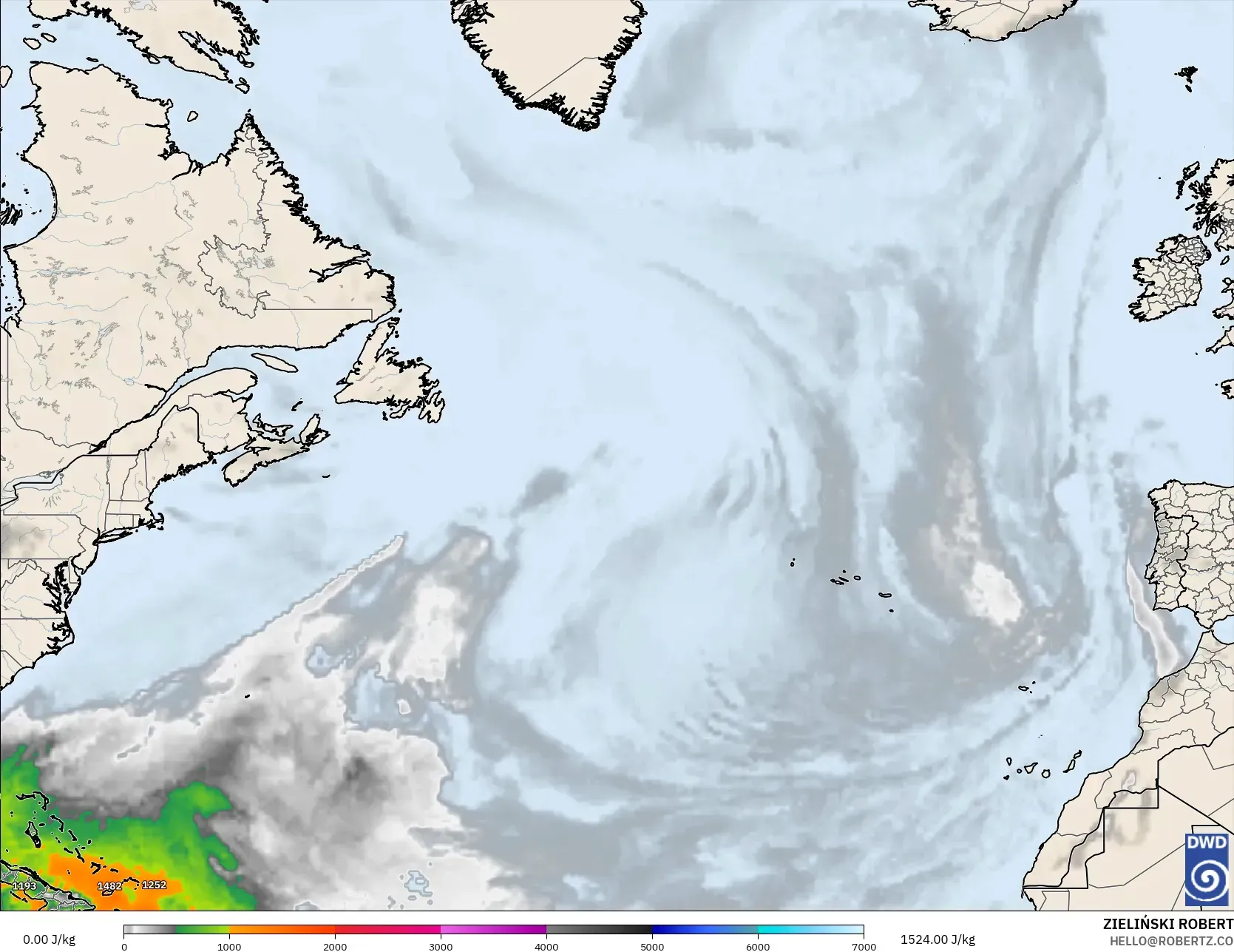 ICON modelo - Norte Atlántico, CAPE