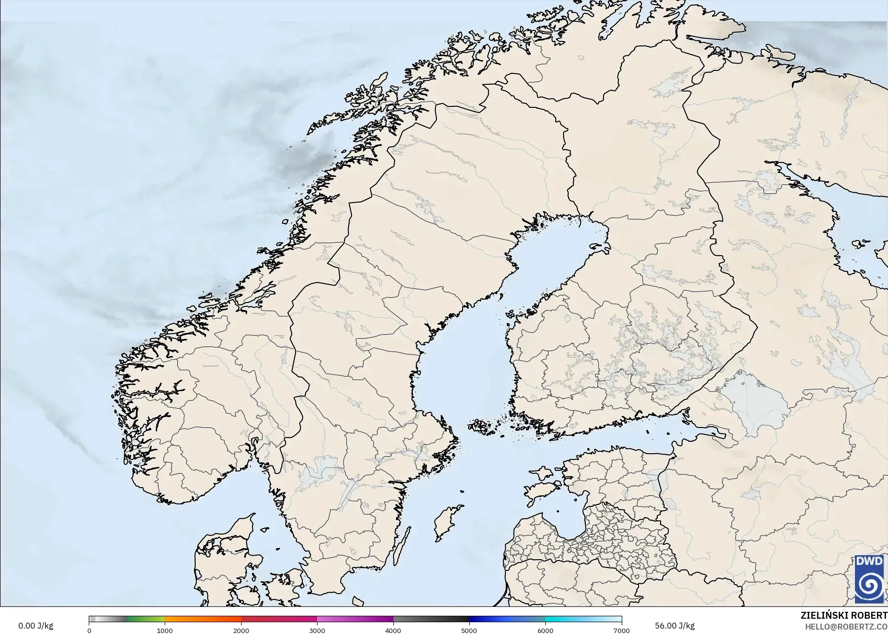 ICON modelo - Escandinavia, CAPE