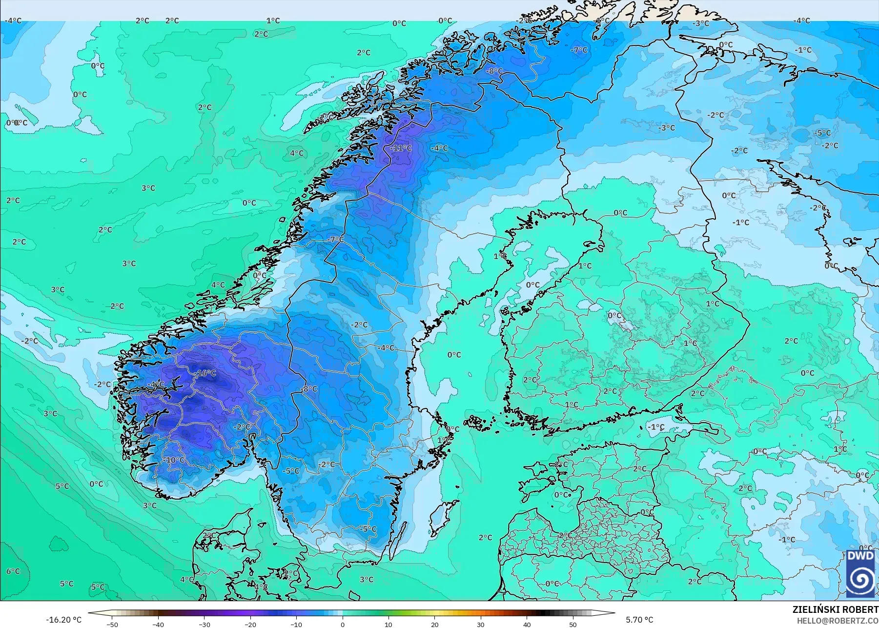 ICON modelo - Escandinavia, Punto de rocío a 2 m
