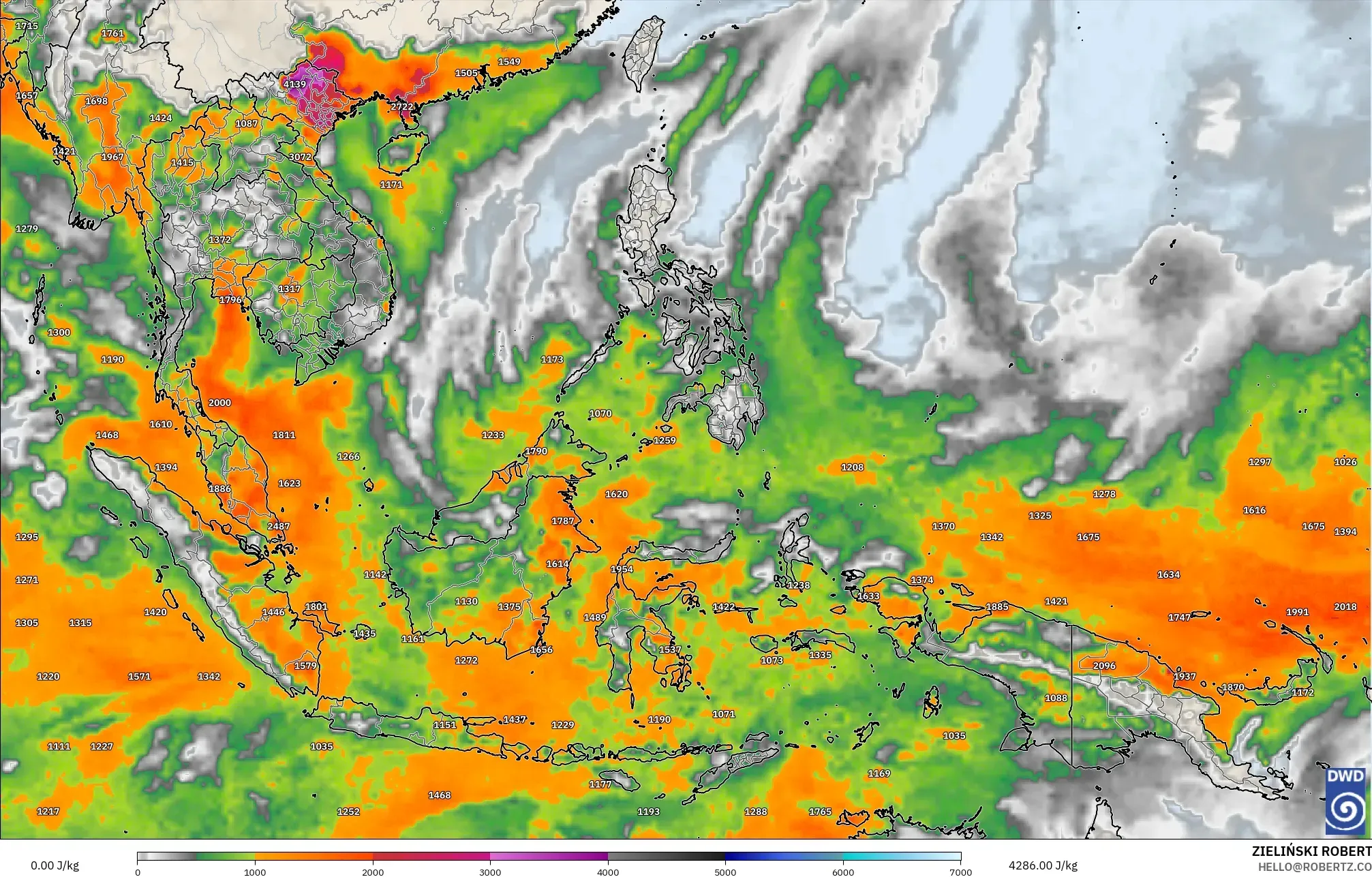 ICON modelo - Sudeste Asiático, CAPE