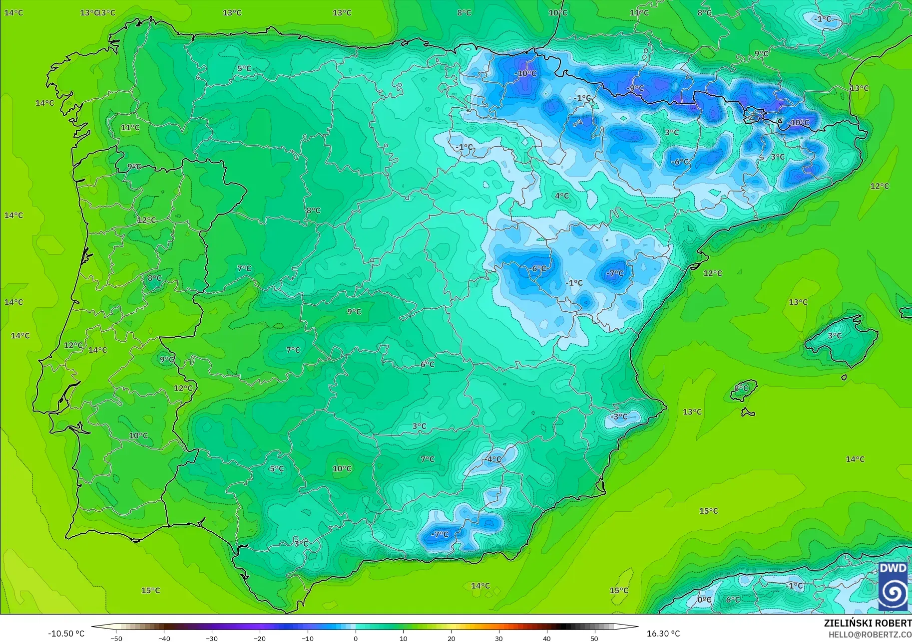 ICON modelo - España, Punto de rocío a 2 m