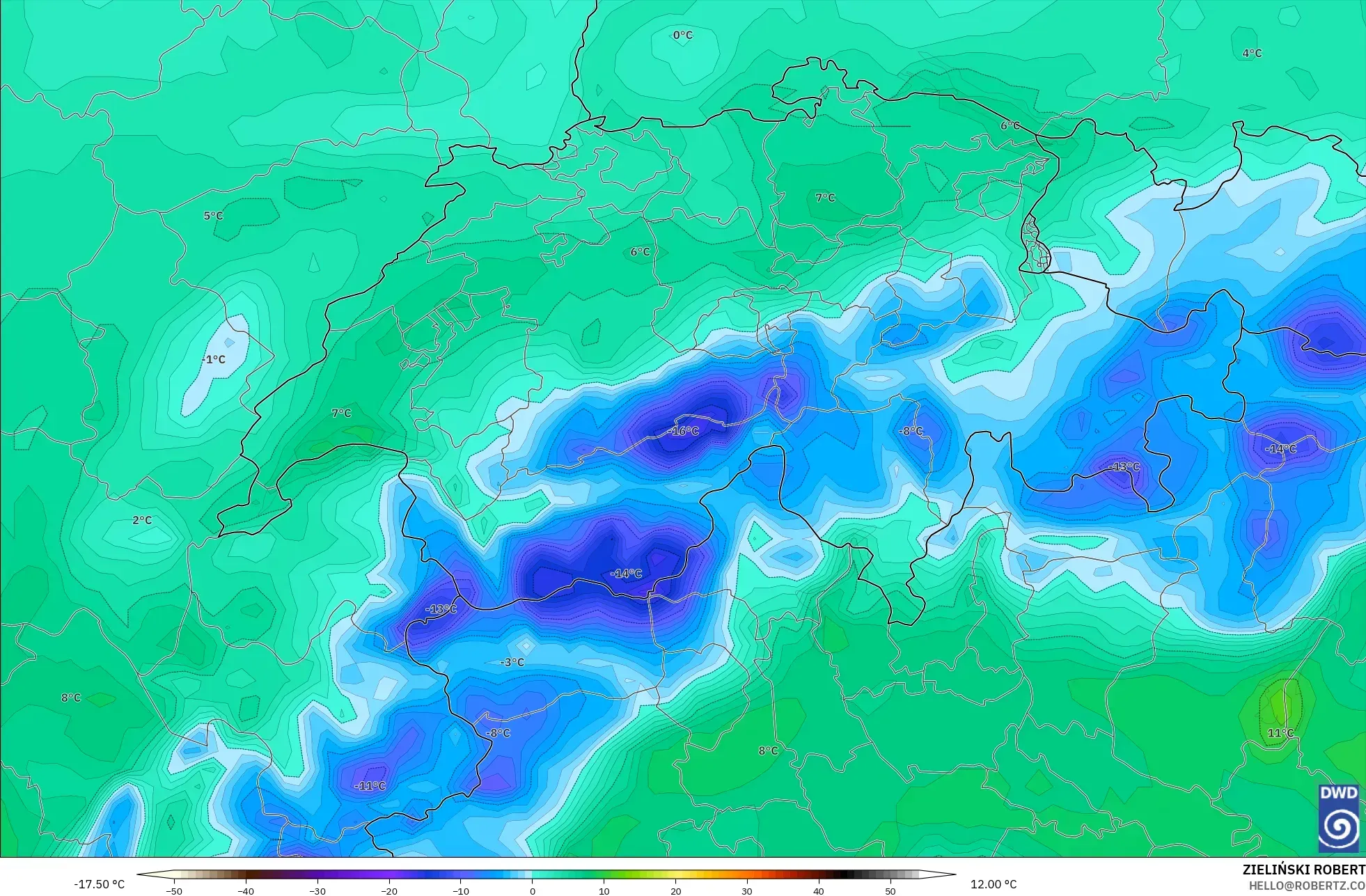 ICON modelo - Suiza, Punto de rocío a 2 m