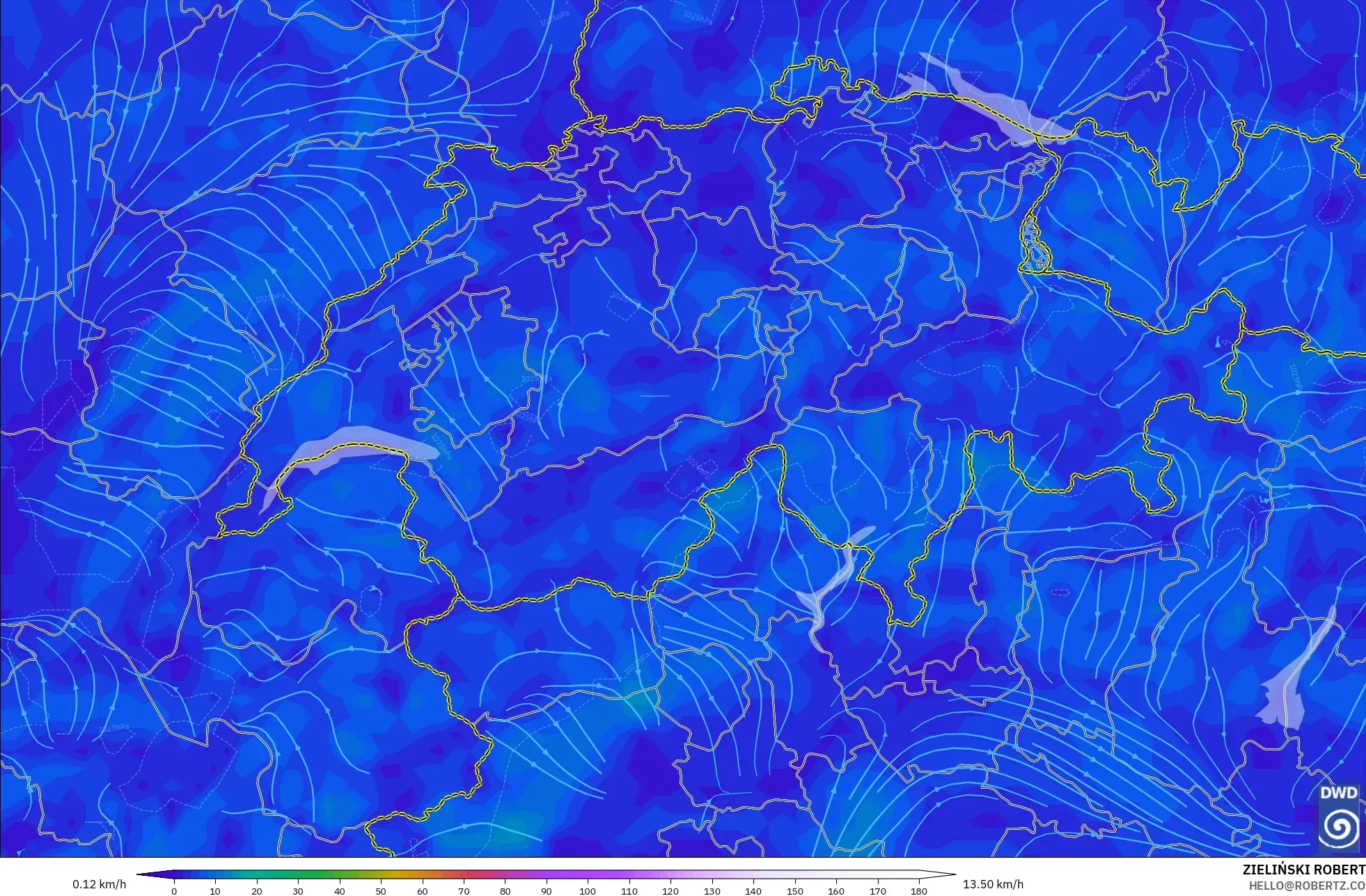 ICON modelo - Suiza, Viento a 10 m