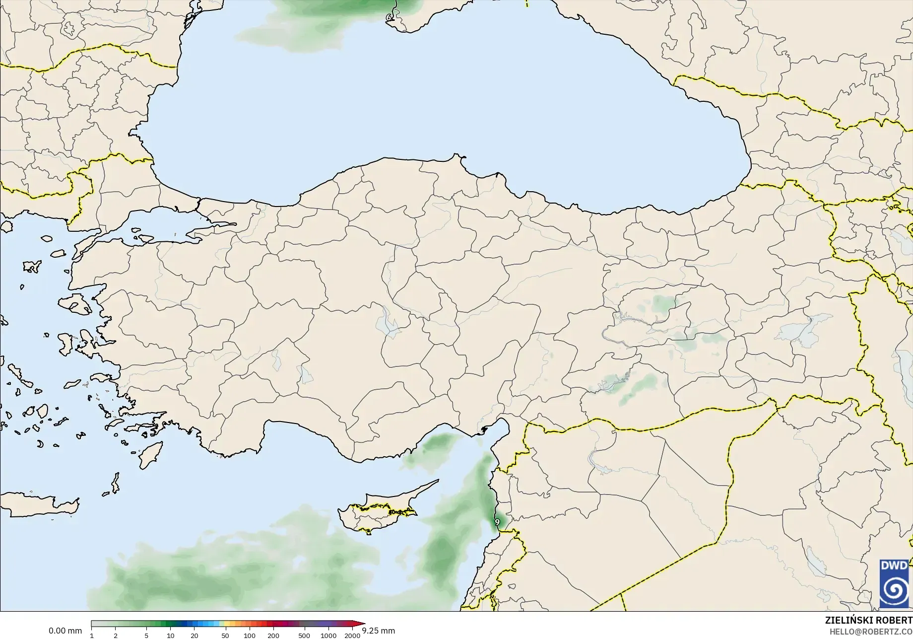 ICON modelo - Turquía, Acumulación de precipitación