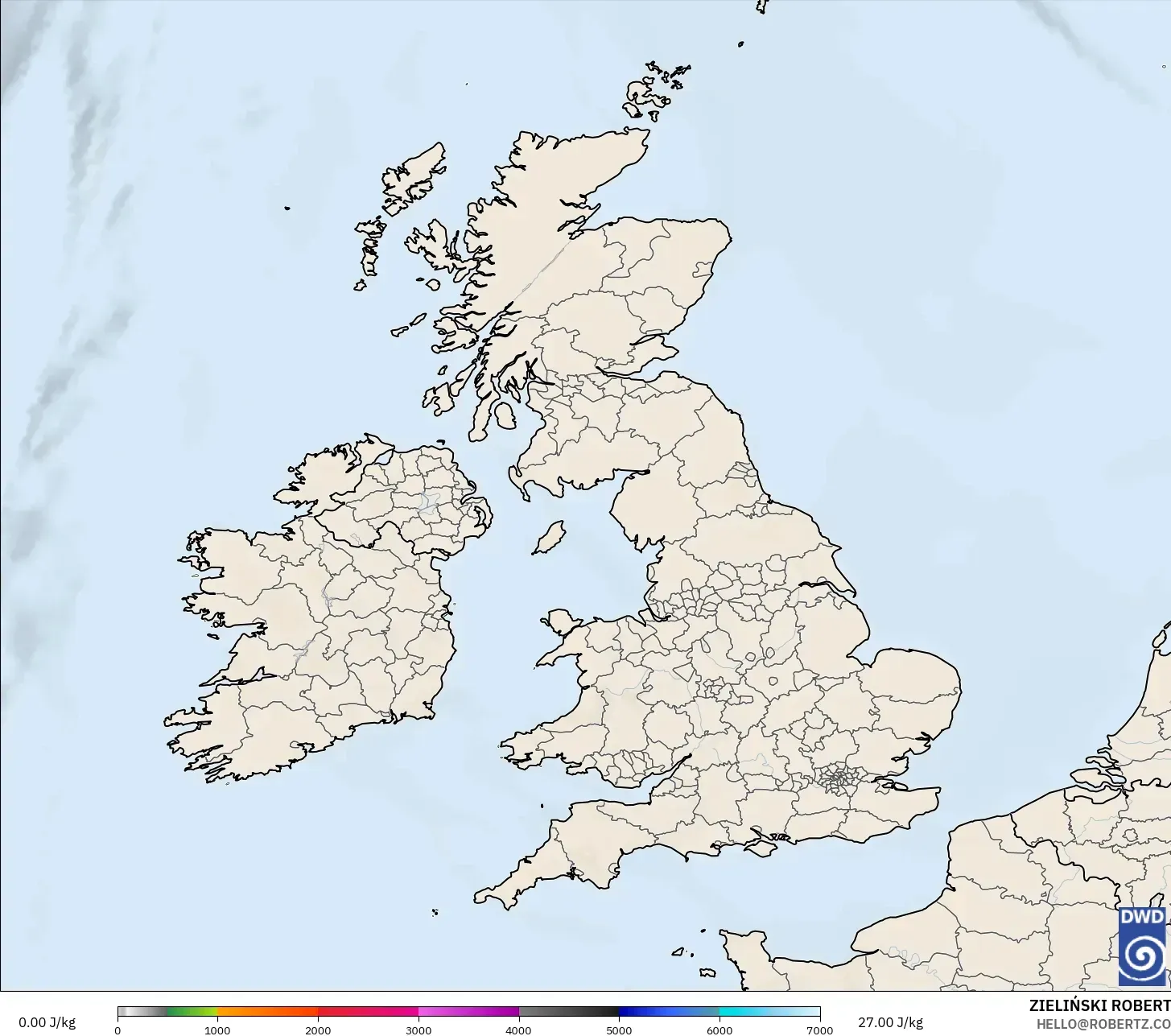 ICON modelo - Reino Unido, CAPE