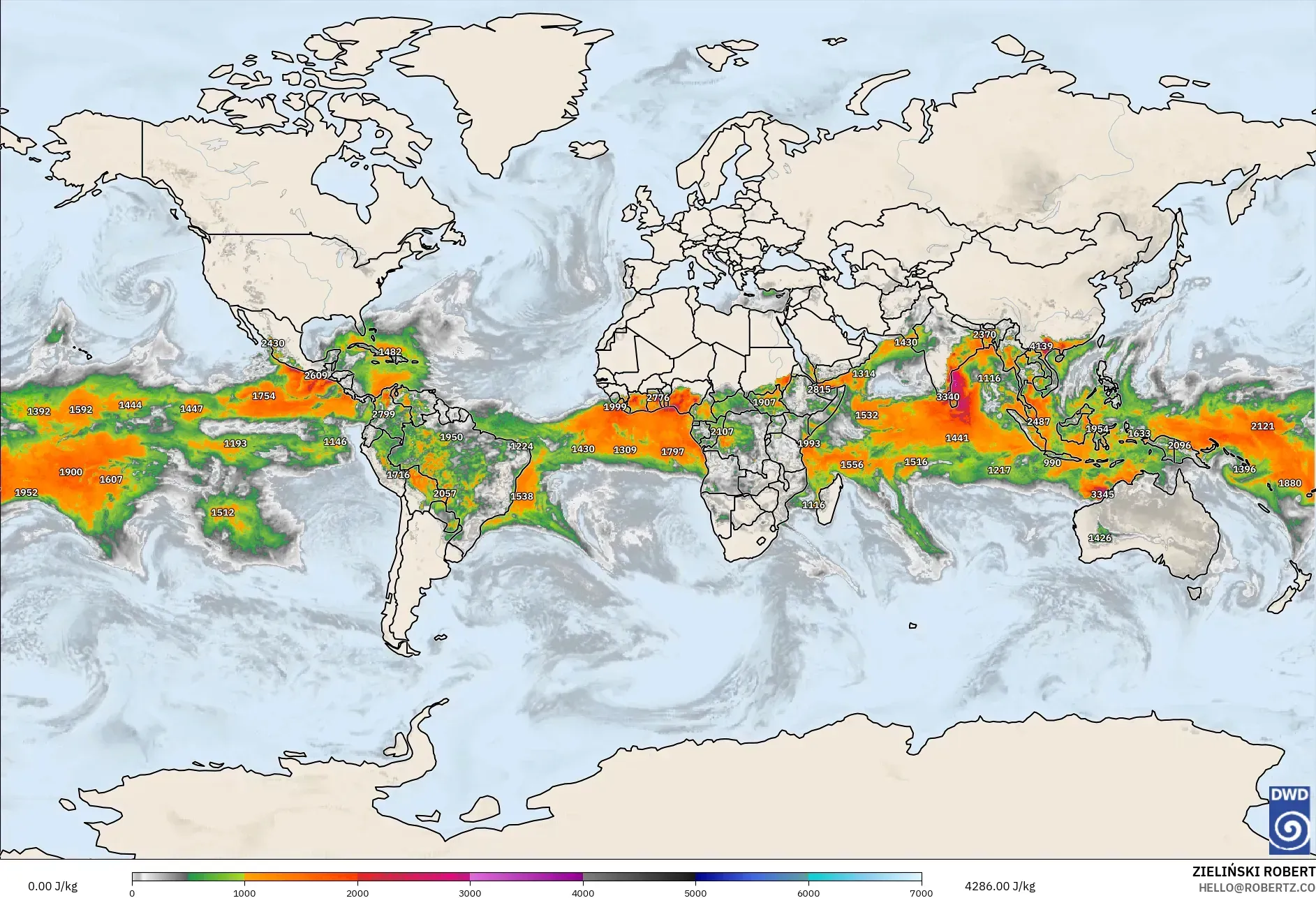 ICON modelo - Mundo, CAPE