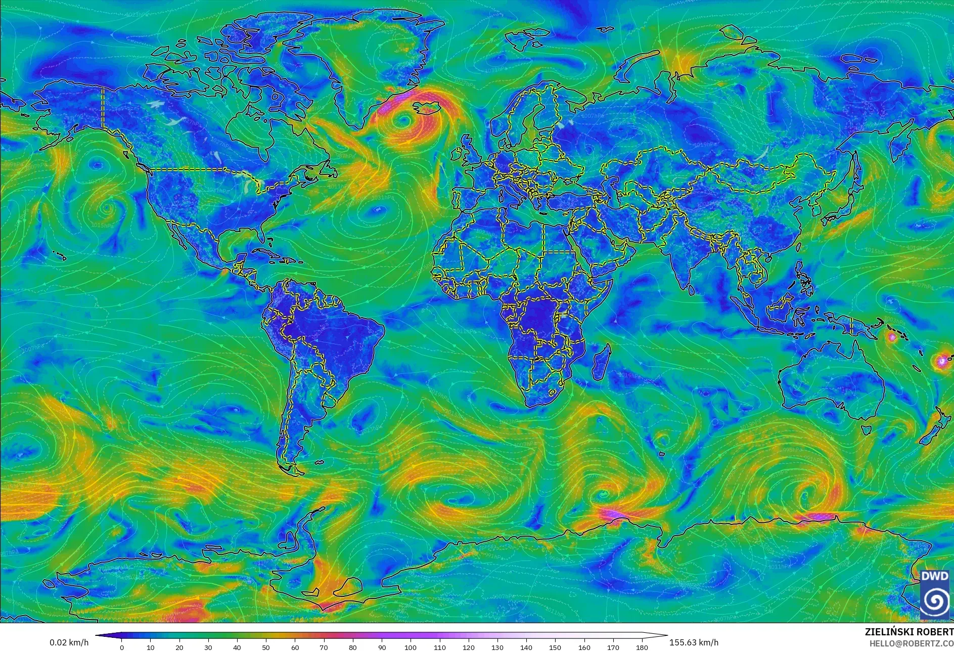 ICON modelo - Mundo, Viento a 10 m