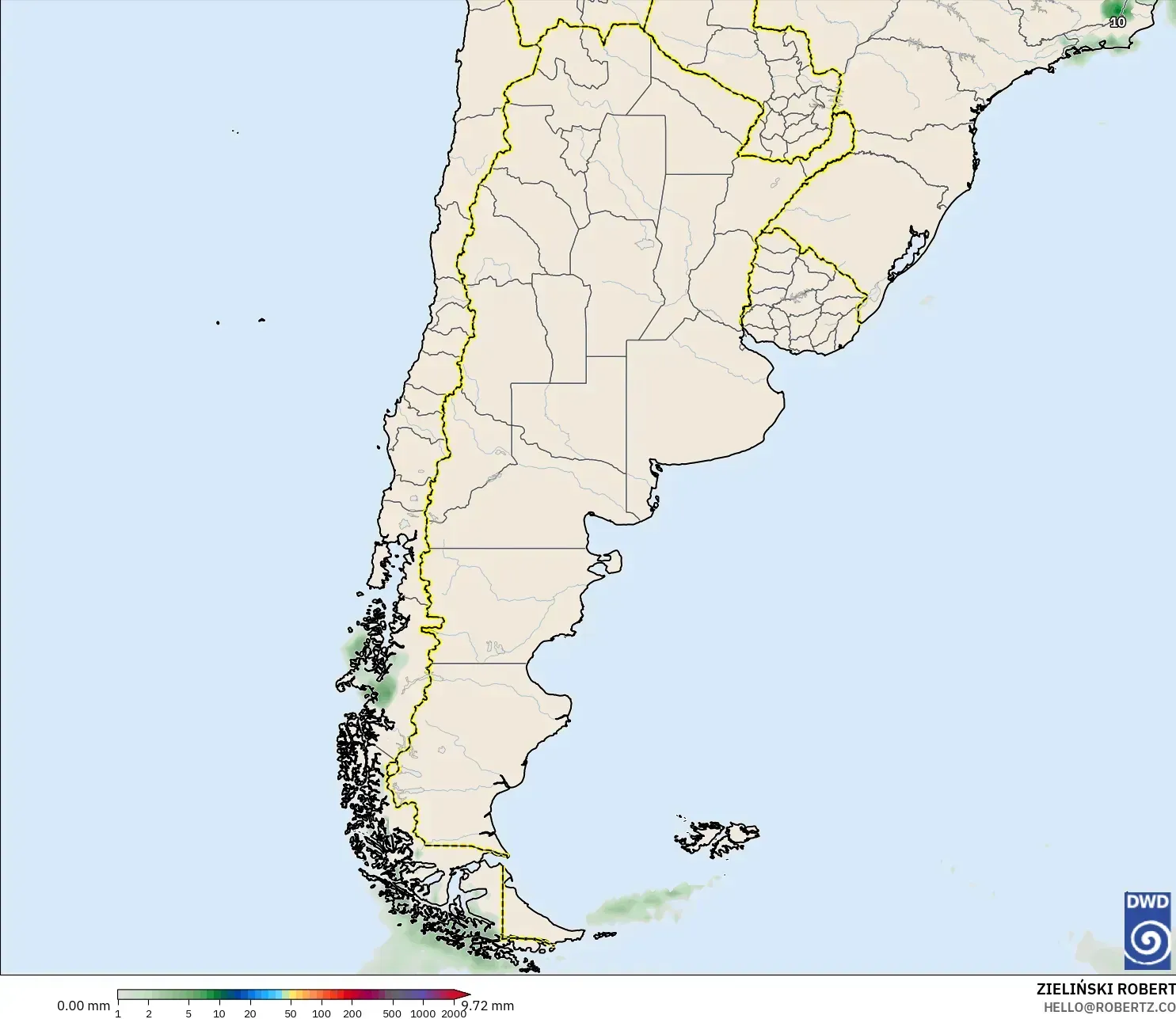 ICON modelo - Argentina, Acumulación de precipitación