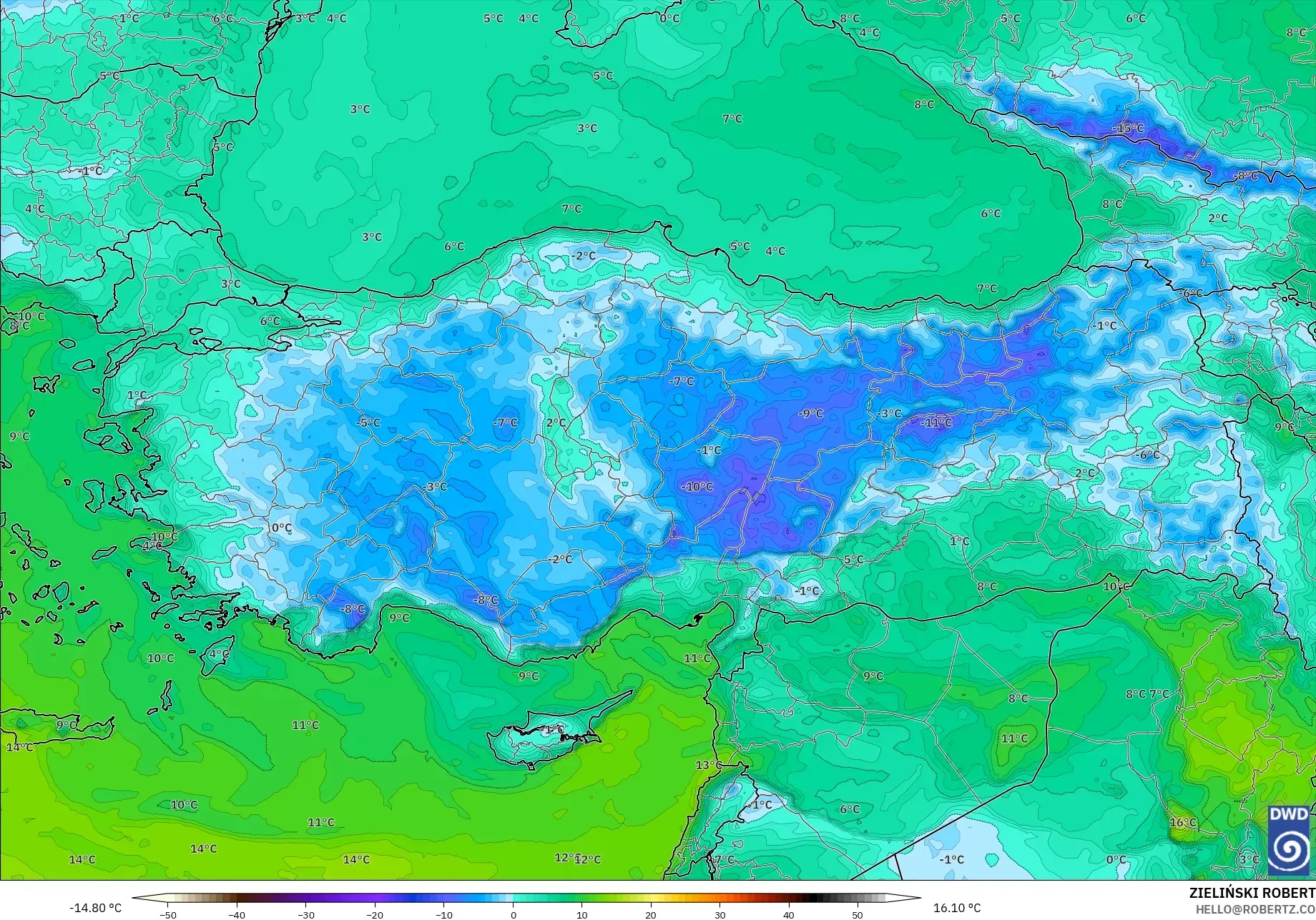 ICON modelo - Turquía, Punto de rocío a 2 m