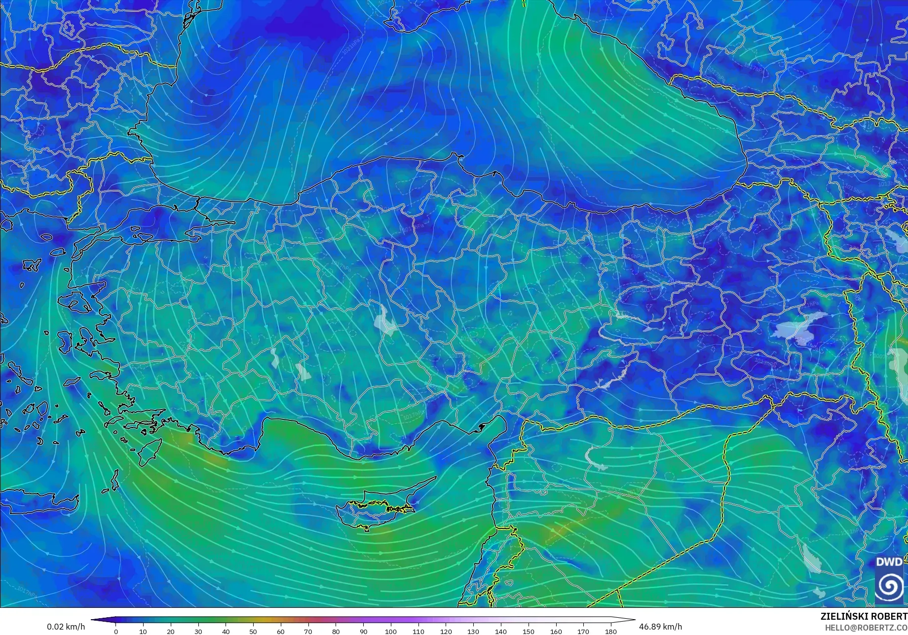ICON modelo - Turquía, Viento a 10 m