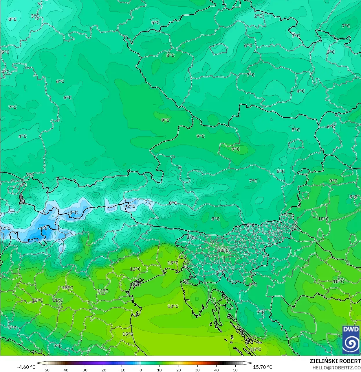 ICON modelo - Austria, Punto de rocío a 2 m