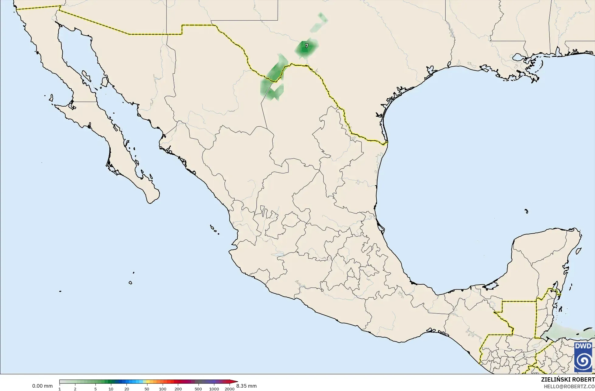 ICON modelo - México, Acumulación de precipitación