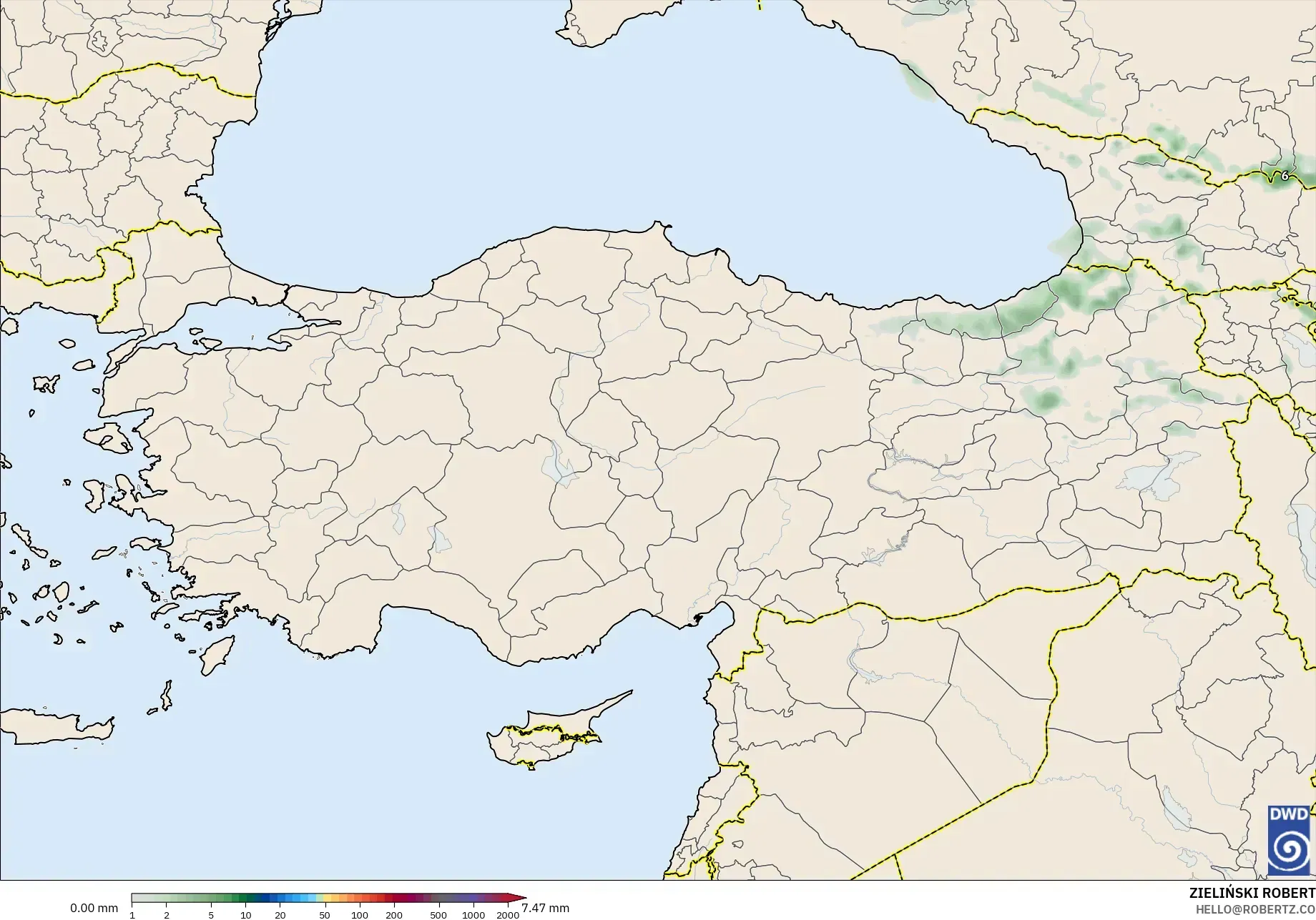 ICON modelo - Turquía, Acumulación de precipitación