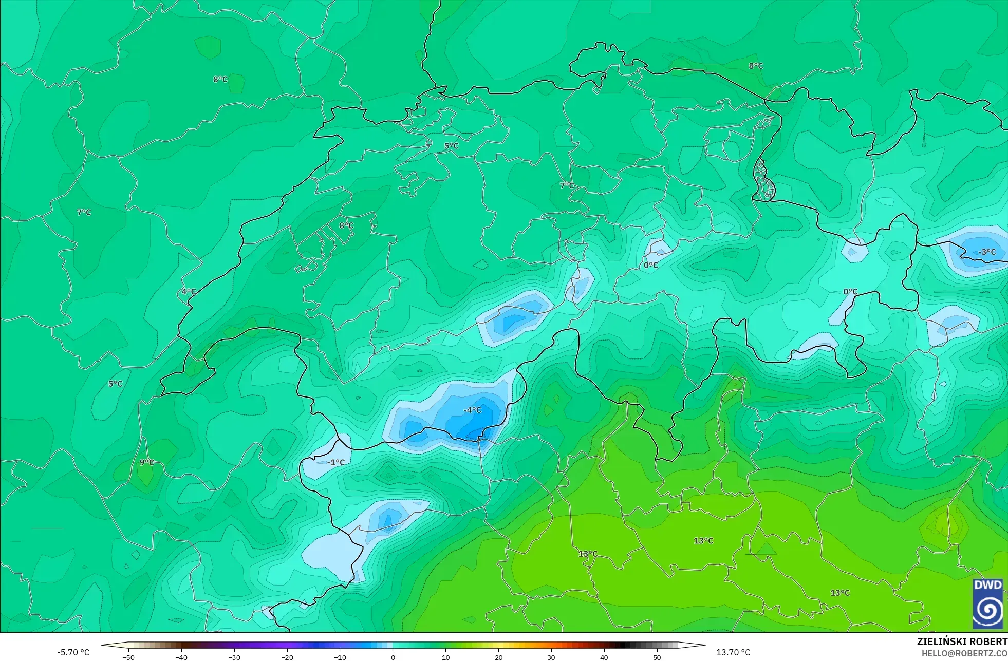 ICON modelo - Suiza, Punto de rocío a 2 m