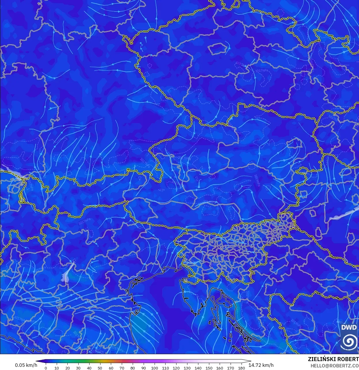 ICON modelo - Austria, Viento a 10 m