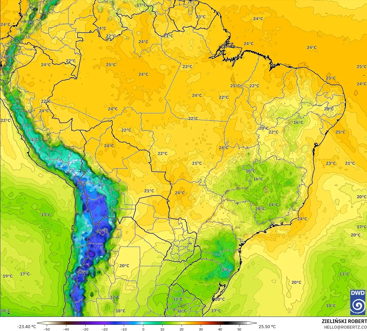 ICON modelo - Brasil, Punto de rocío a 2 m