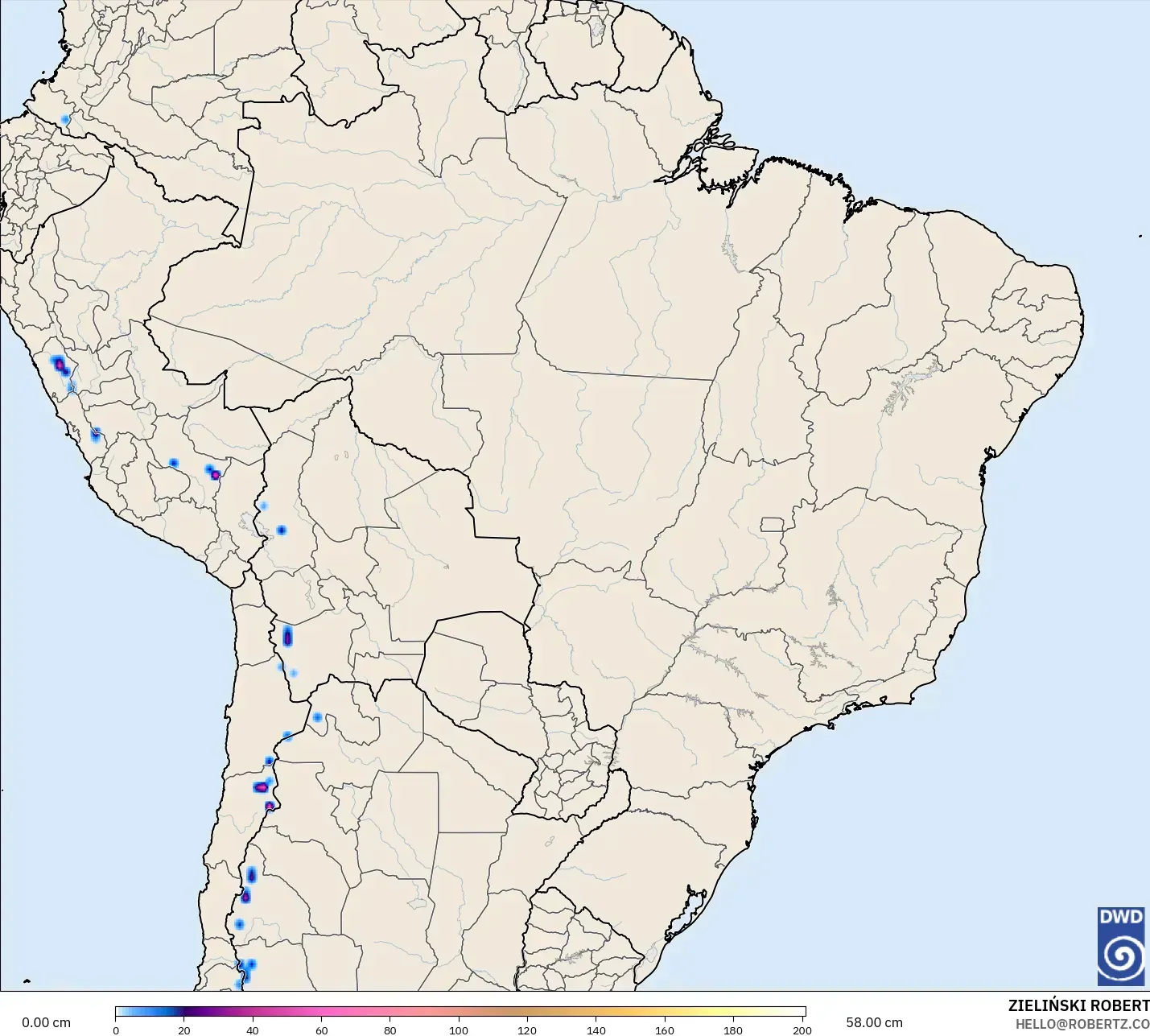 ICON modelo - Brasil, Profundidad de nieve