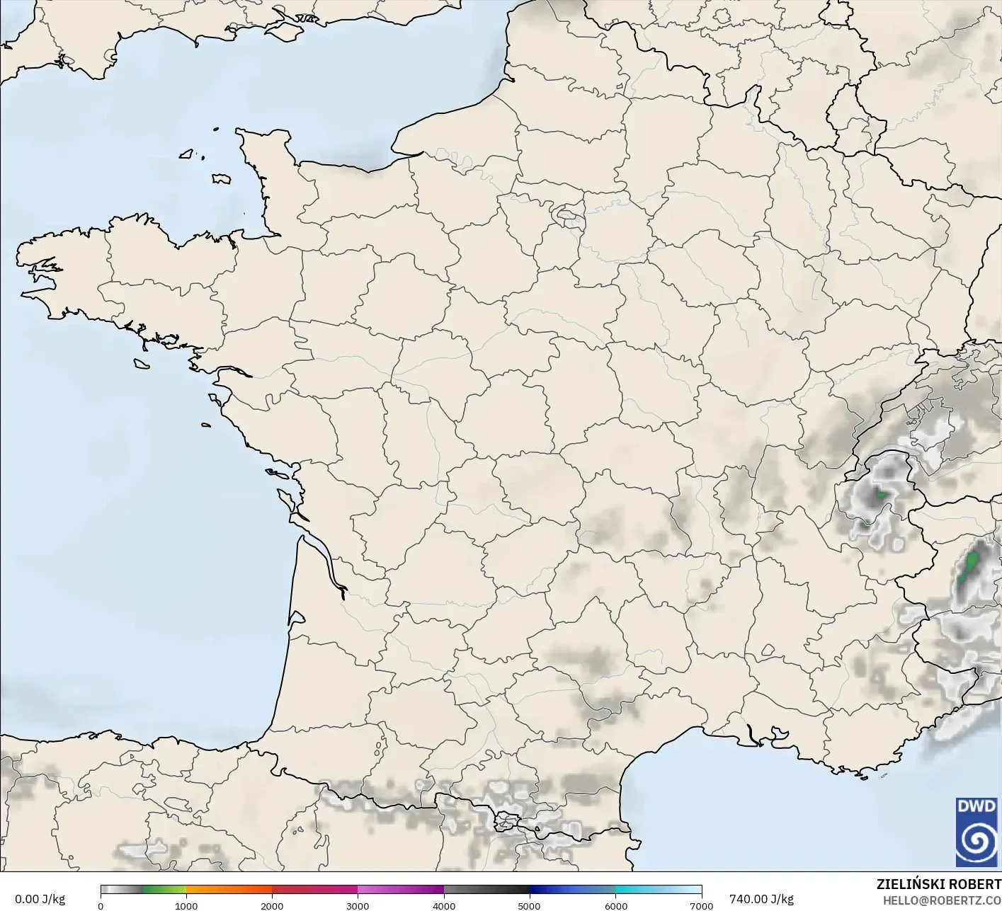 ICON modelo - Francia, CAPE