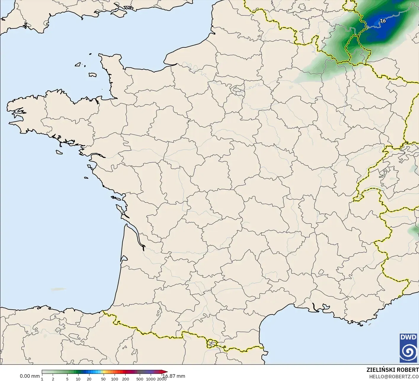 ICON modelo - Francia, Acumulación de precipitación
