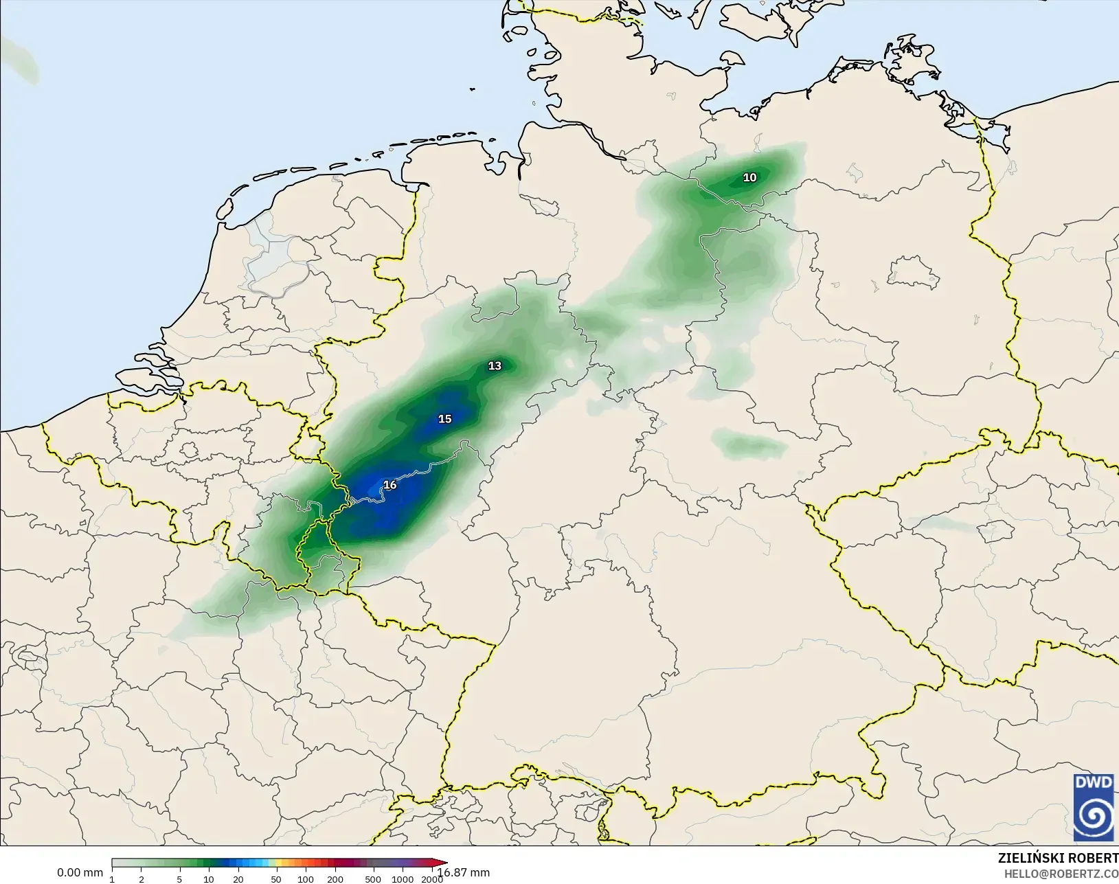 ICON modelo - Alemania, Acumulación de precipitación