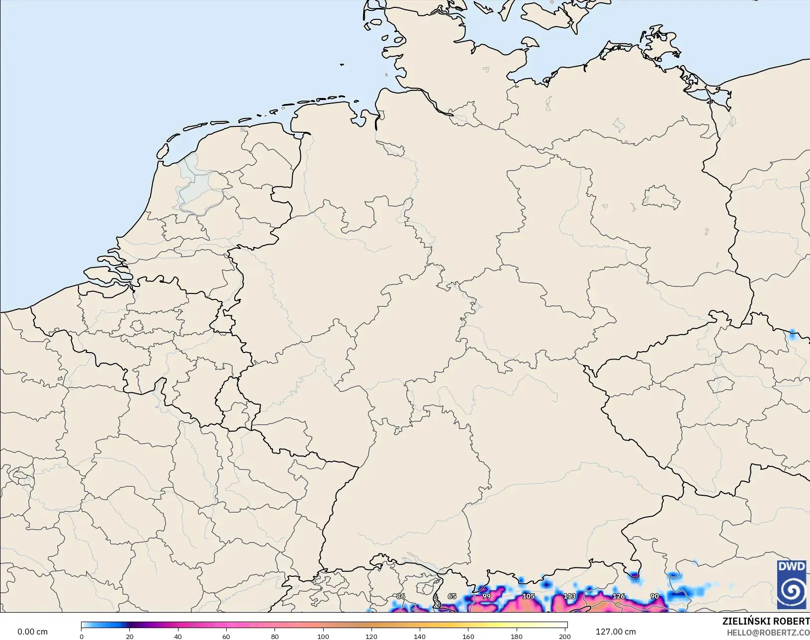 ICON modelo - Alemania, Profundidad de nieve