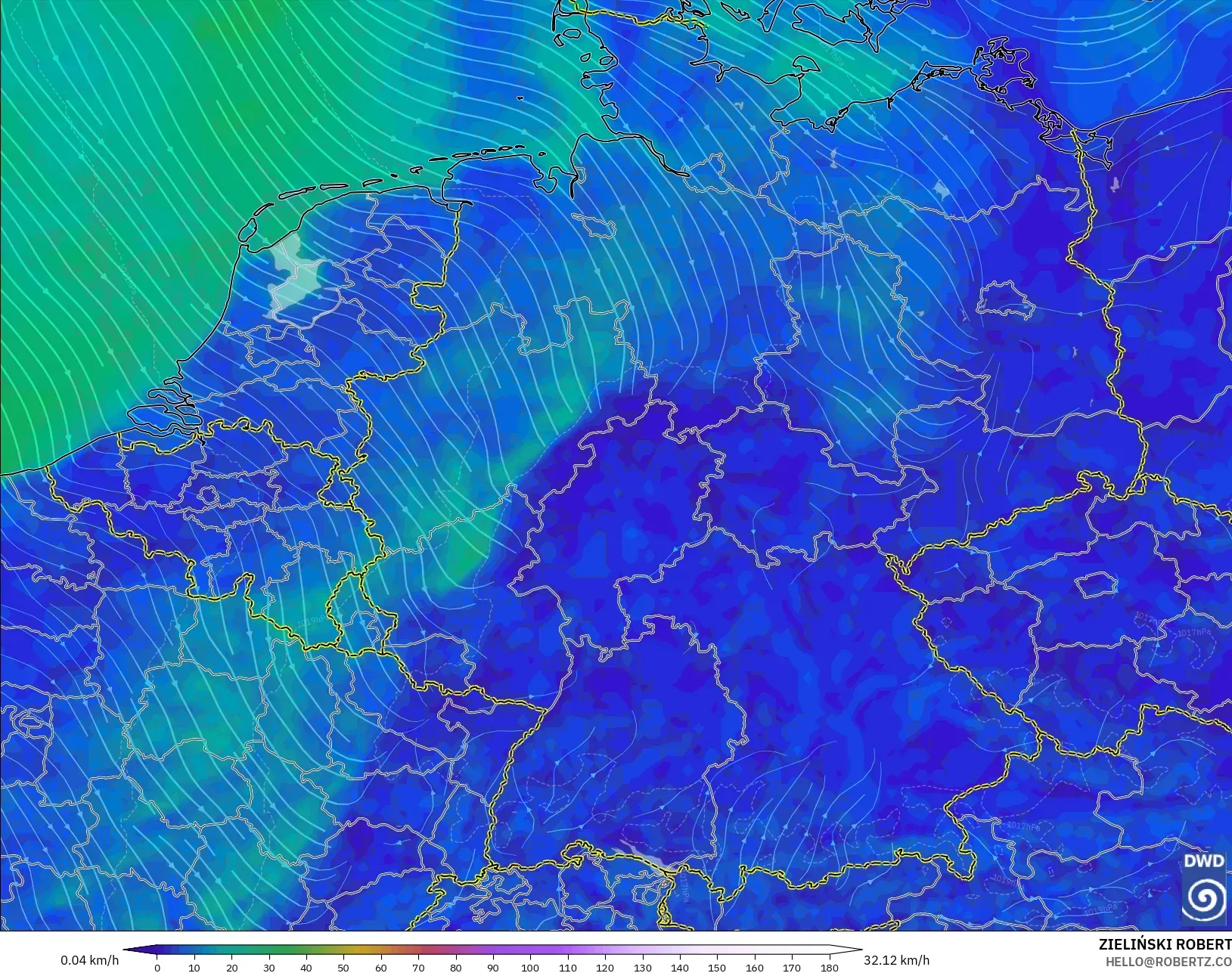 ICON modelo - Alemania, Viento a 10 m