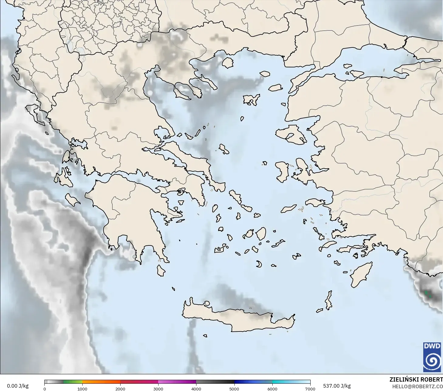 ICON modelo - Grecia, CAPE