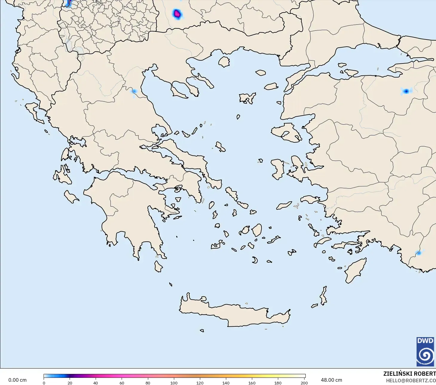 ICON modelo - Grecia, Profundidad de nieve