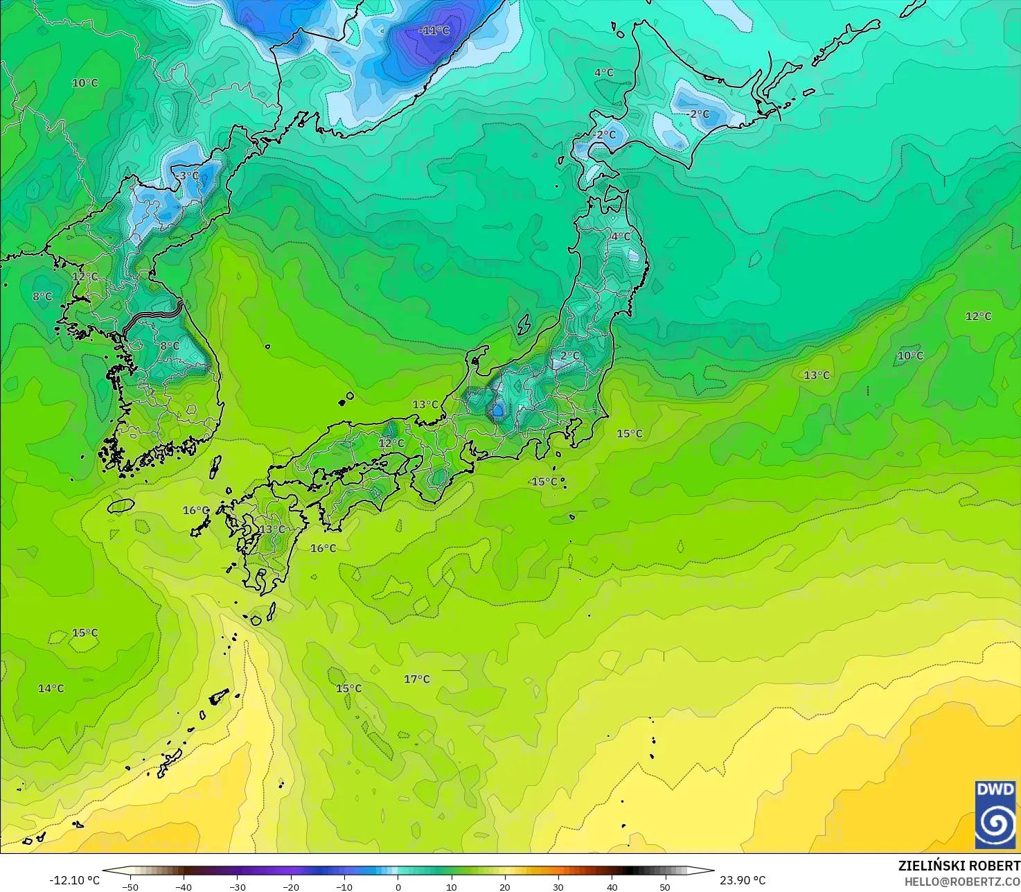 ICON modelo - Japón, Punto de rocío a 2 m