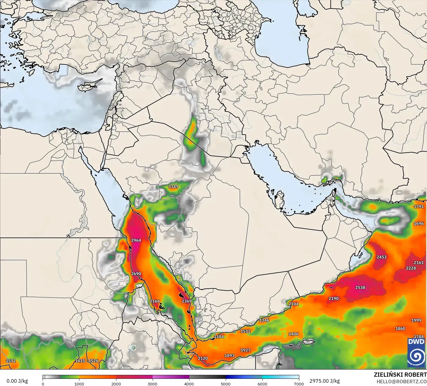 ICON modelo - Oriente Medio, CAPE