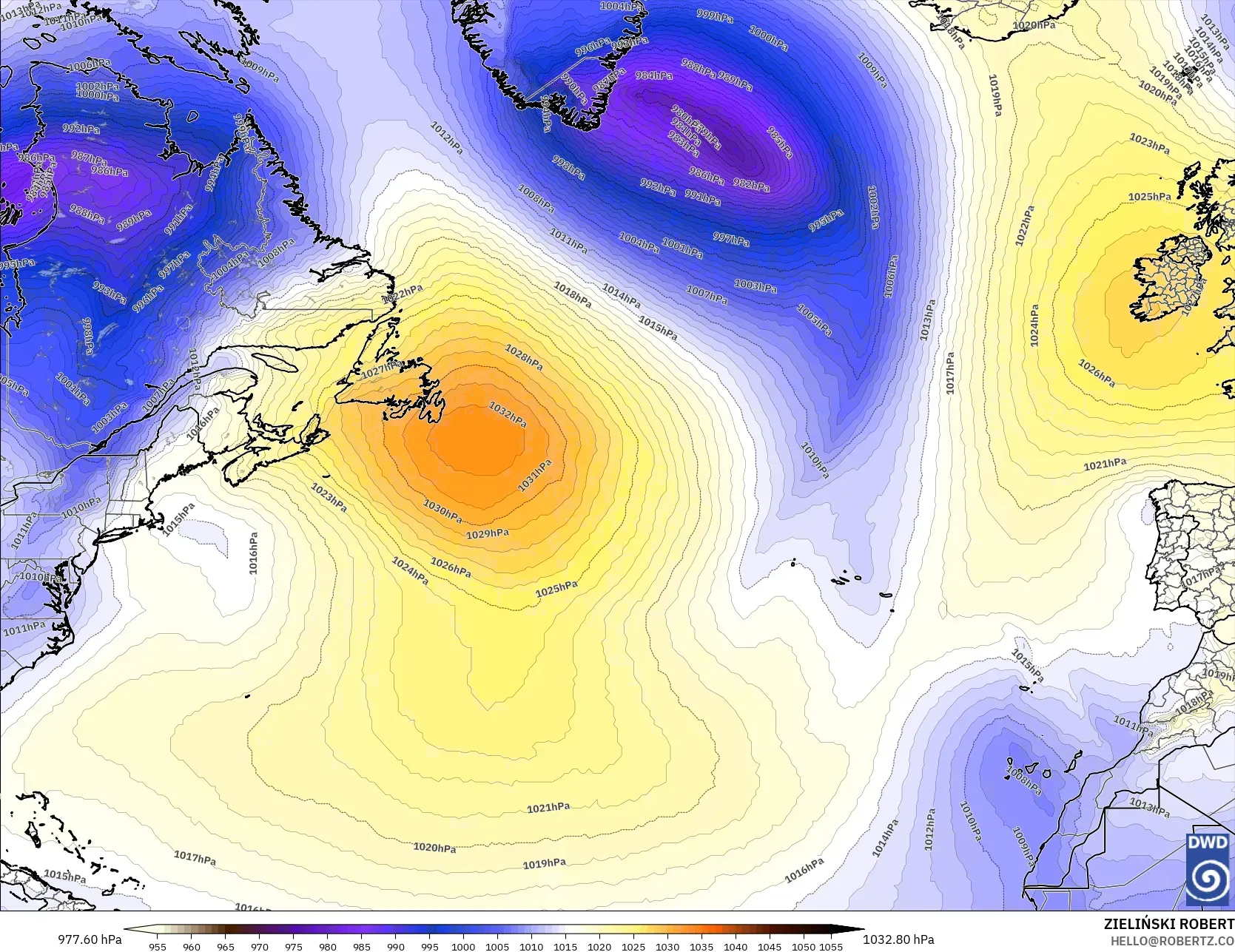 ICON modelo - Norte Atlántico, Presión