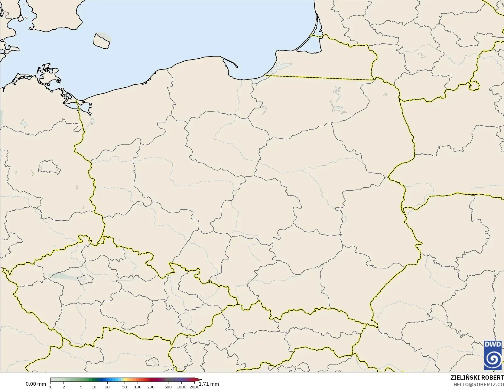 ICON modelo - Polonia, Acumulación de precipitación