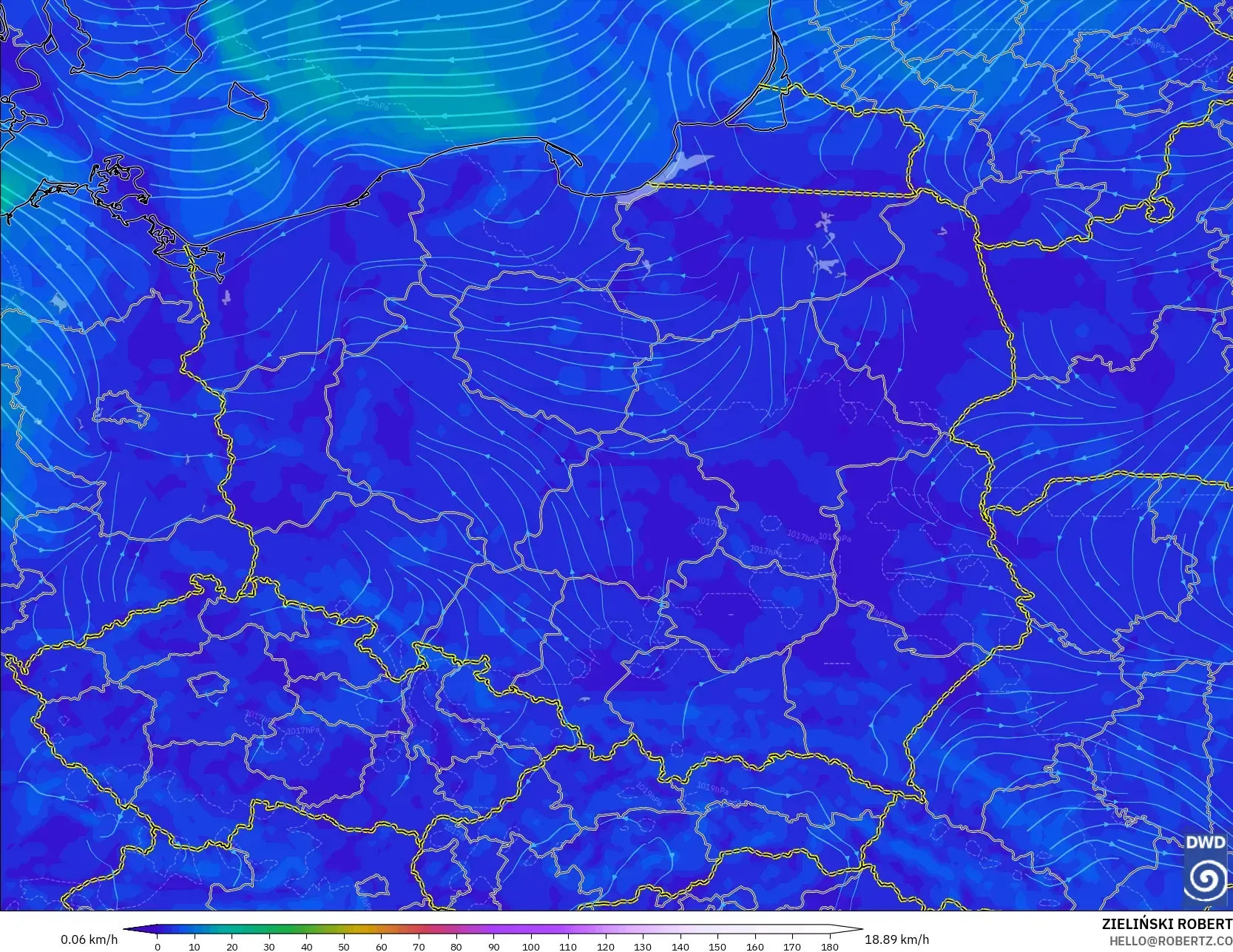 ICON modelo - Polonia, Viento a 10 m