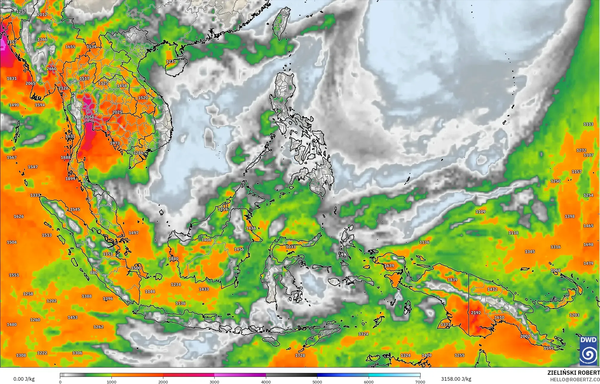 ICON modelo - Sudeste Asiático, CAPE