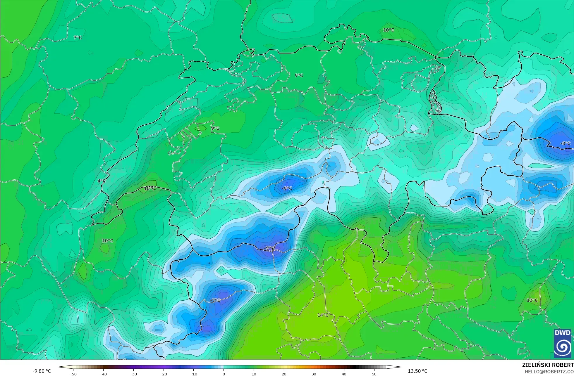 ICON modelo - Suiza, Punto de rocío a 2 m