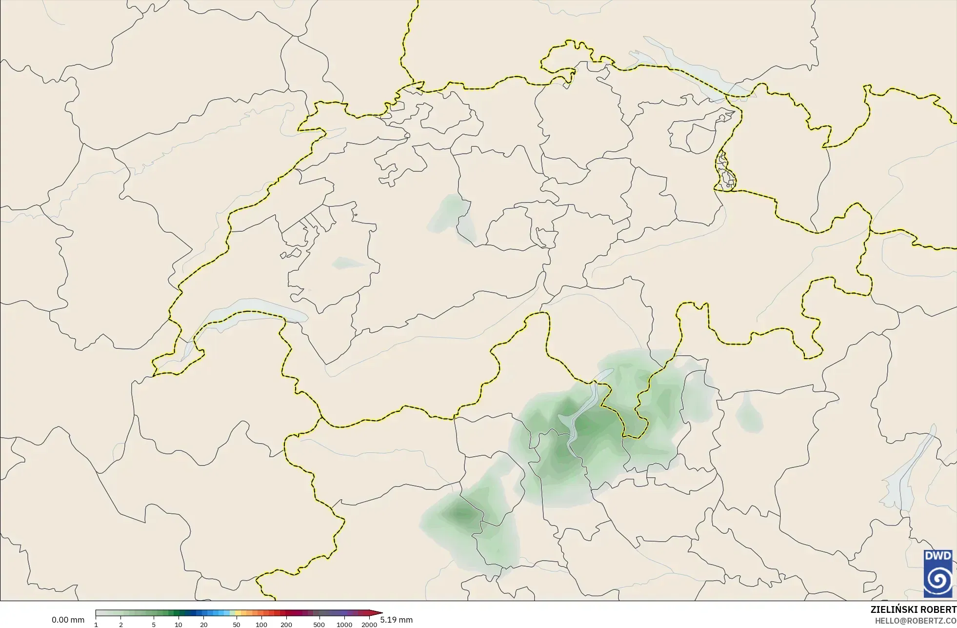 ICON modelo - Suiza, Acumulación de precipitación