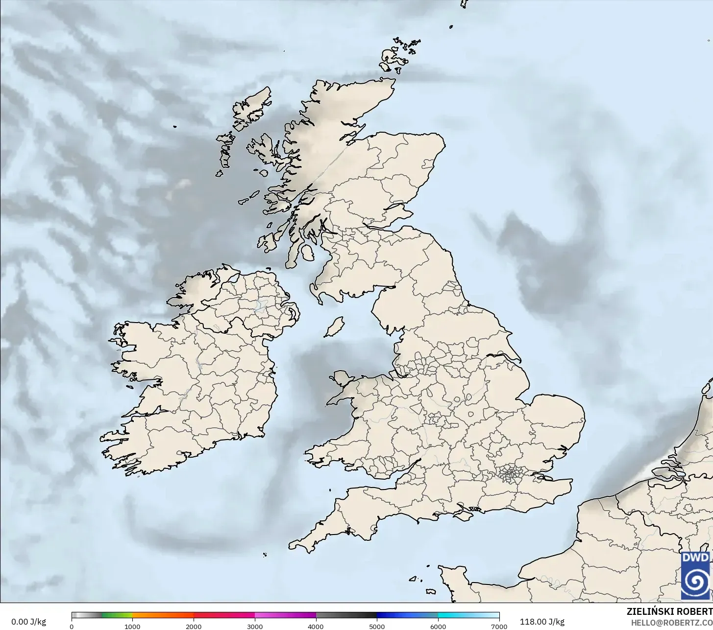 ICON modelo - Reino Unido, CAPE