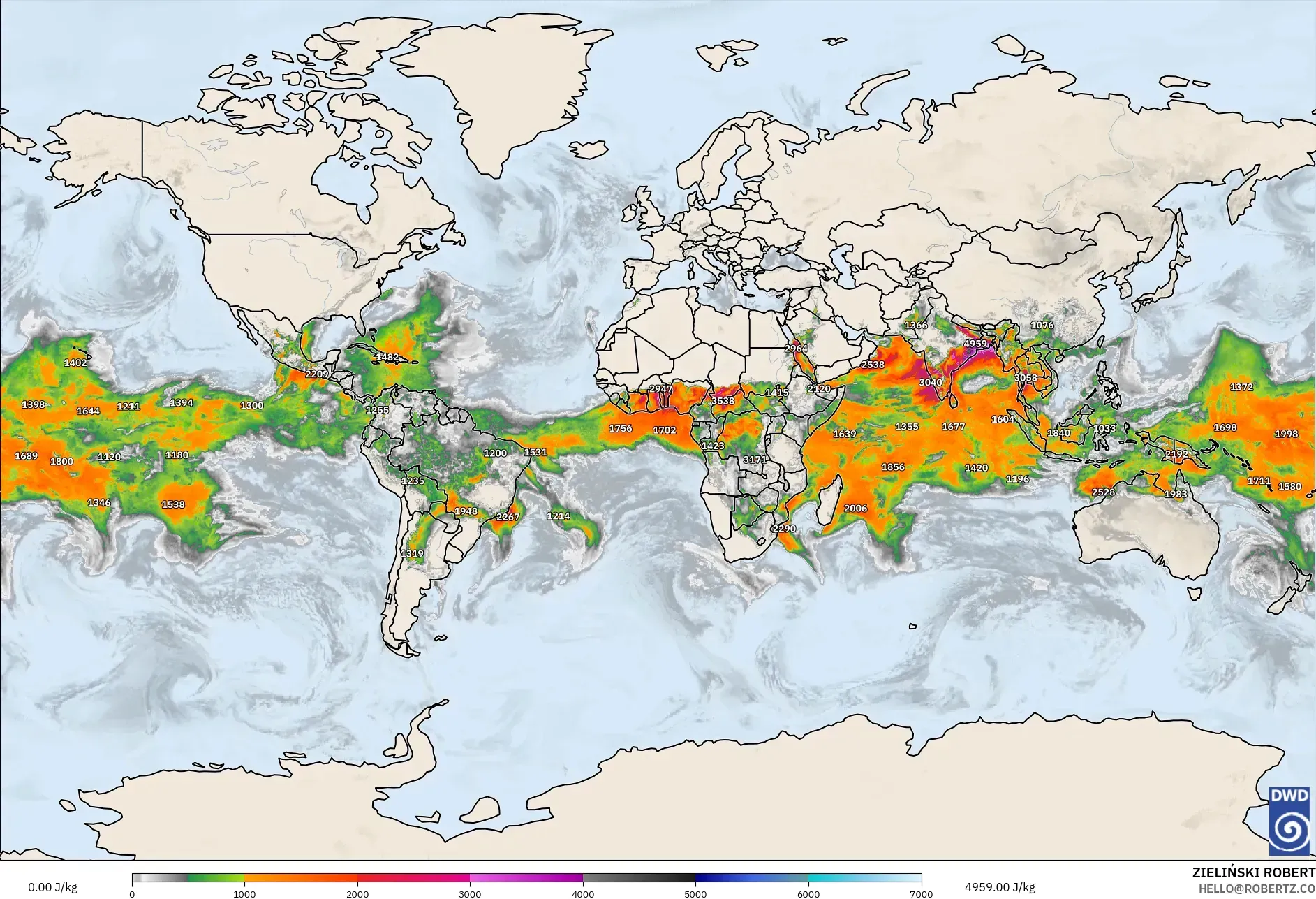 ICON modelo - Mundo, CAPE
