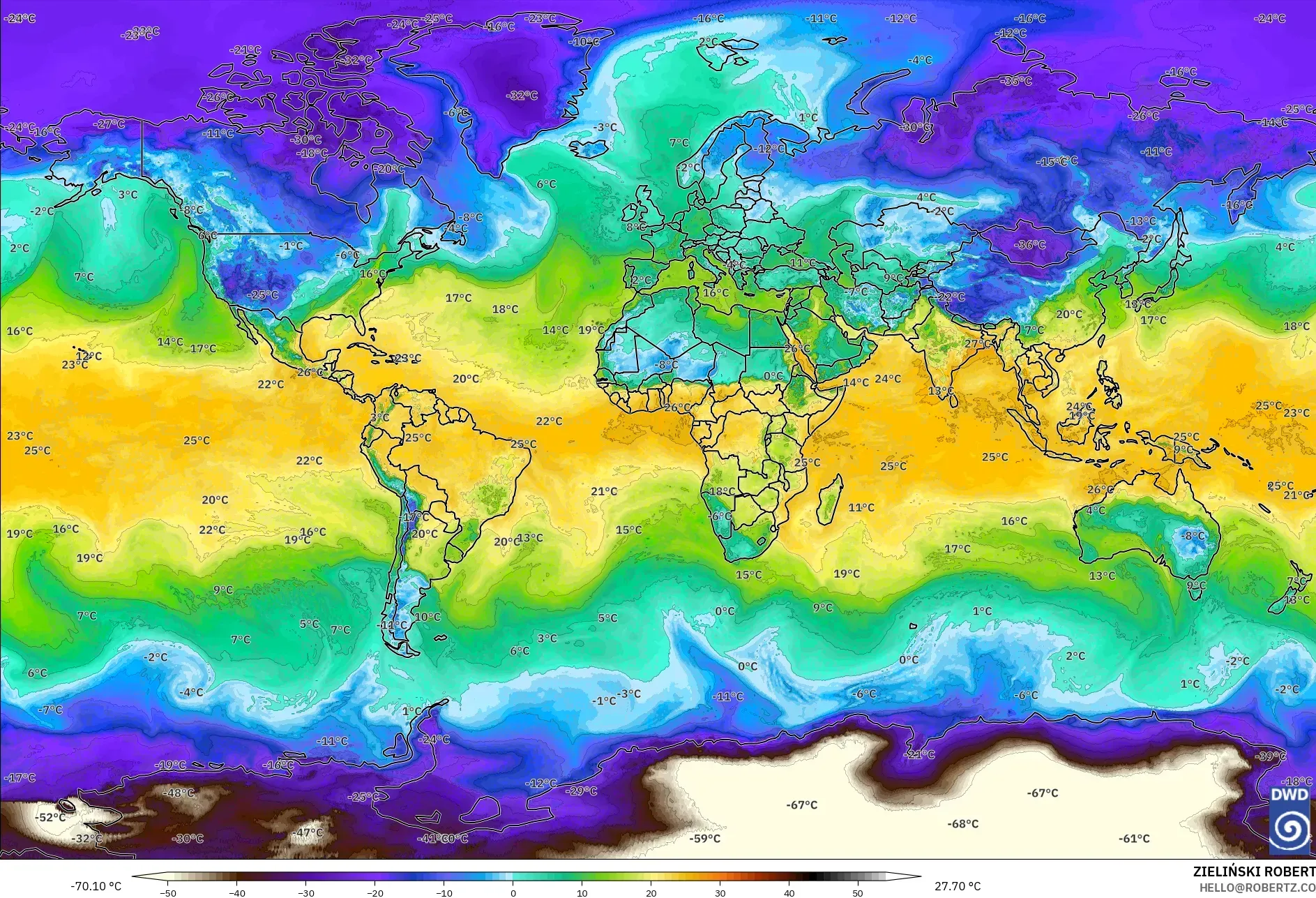 ICON modelo - Mundo, Punto de rocío a 2 m